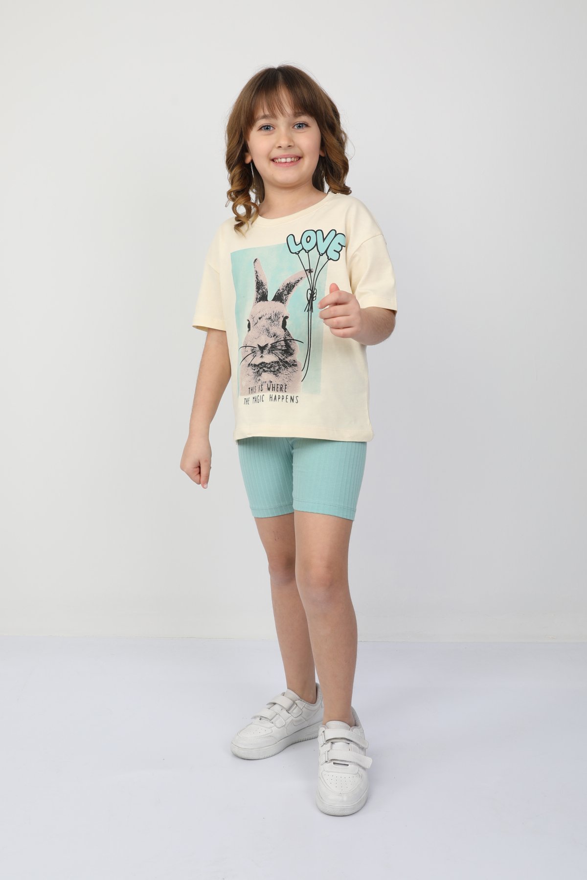 Love Tavşan Baskılı Alt Üst Takım 6485