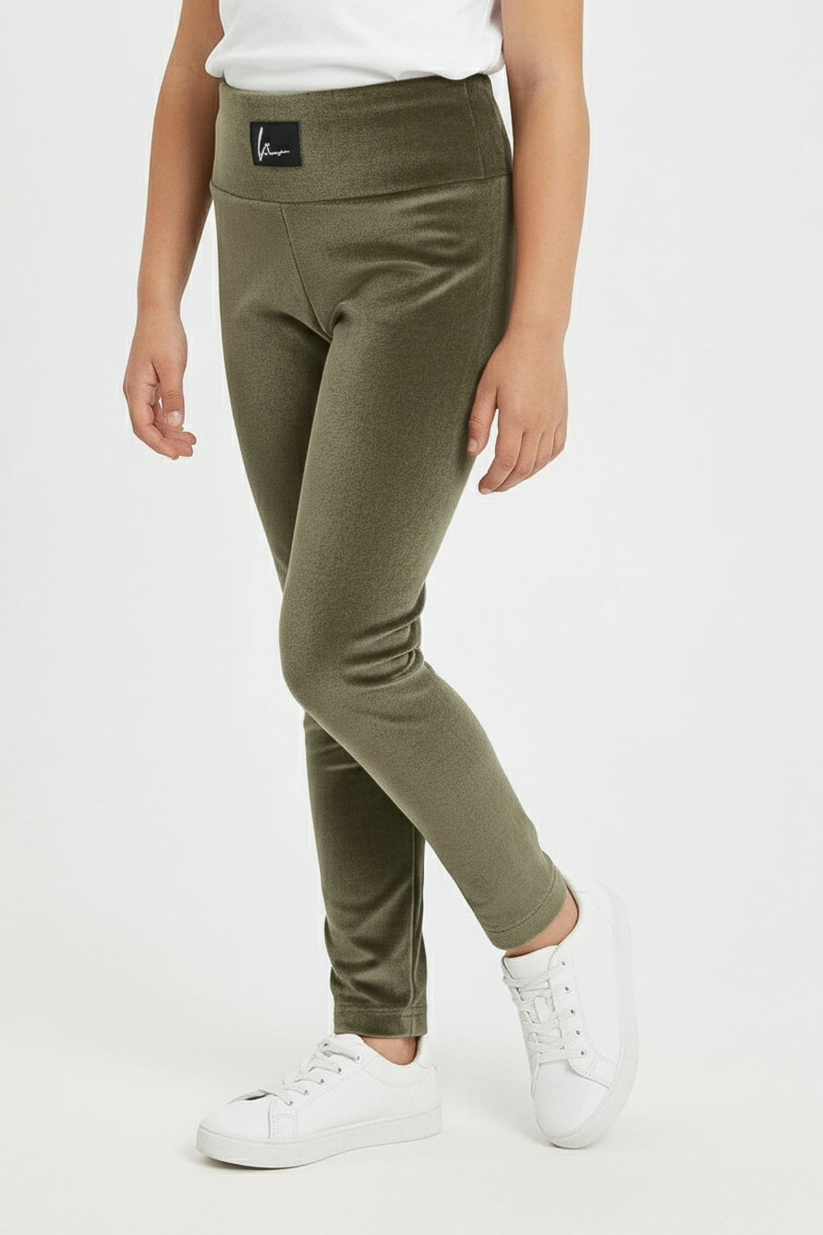 Armalı Kız Çocuk Kadife Tayt - 26K 02443 - Haki