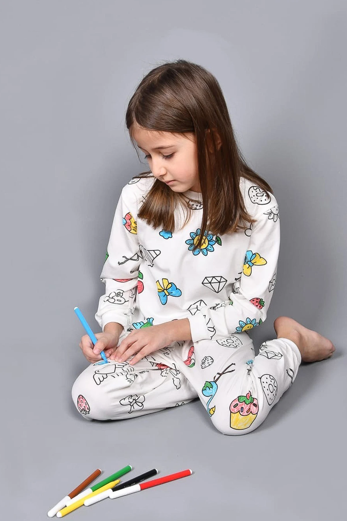 Boyanabilir Uzun Kollu Çocuk Pijama Takımı - 26K 3090