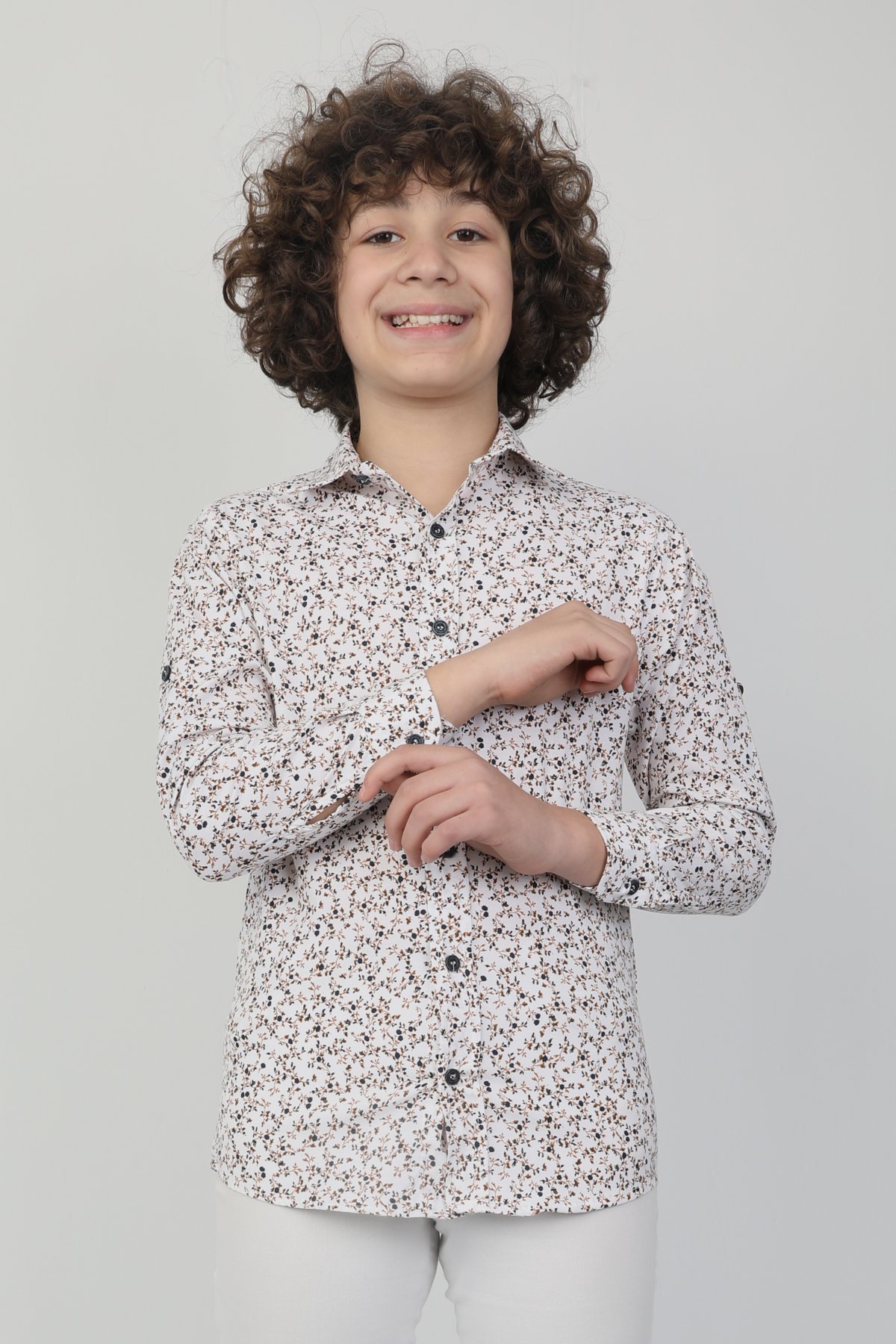 Çiçek Desenli Gömlek Pantolon Erkek Çocuk Takım 3507