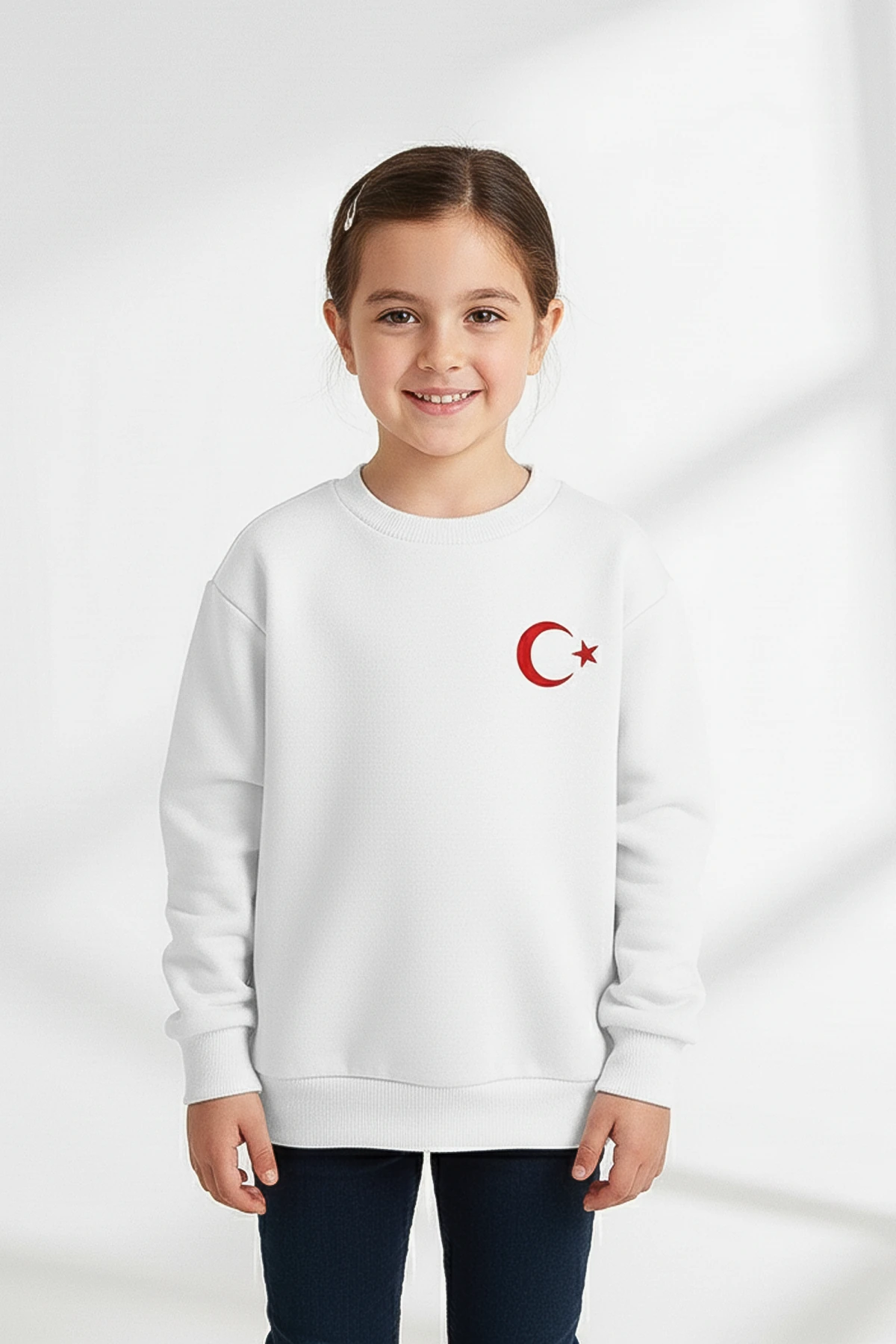 Türk Bayrak Baskılı Kalın Çocuk Sweatshirt - 26K 1627