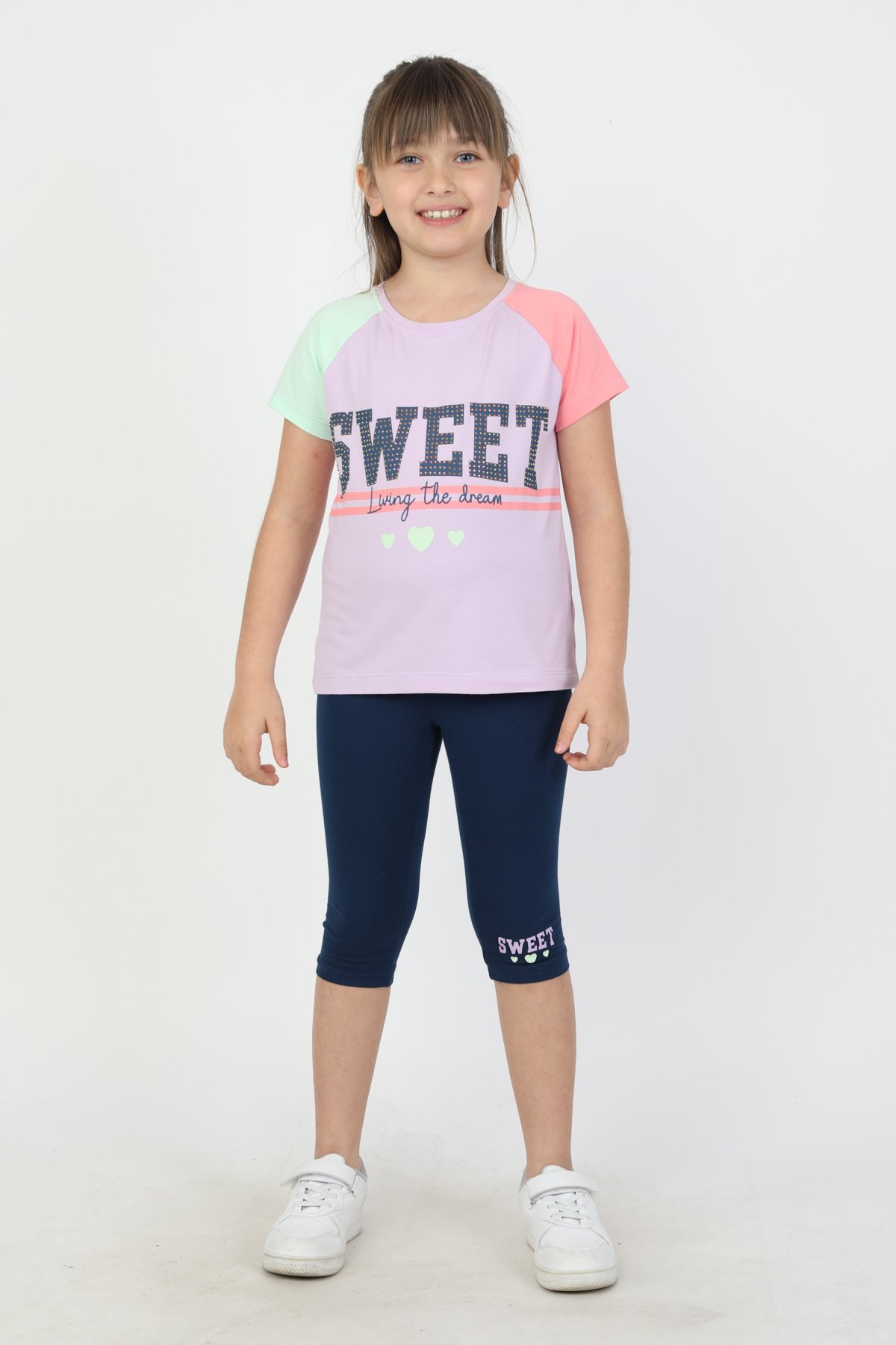 Sweet Baskılı Reglan Kol Taytlı Günlük Takım - 23400