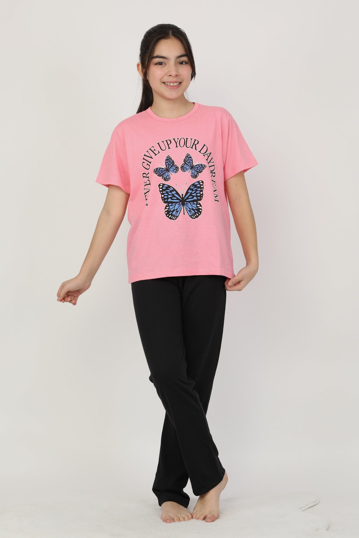 Kelebek Baskılı Kız Çocuk Pijama Takımı 840