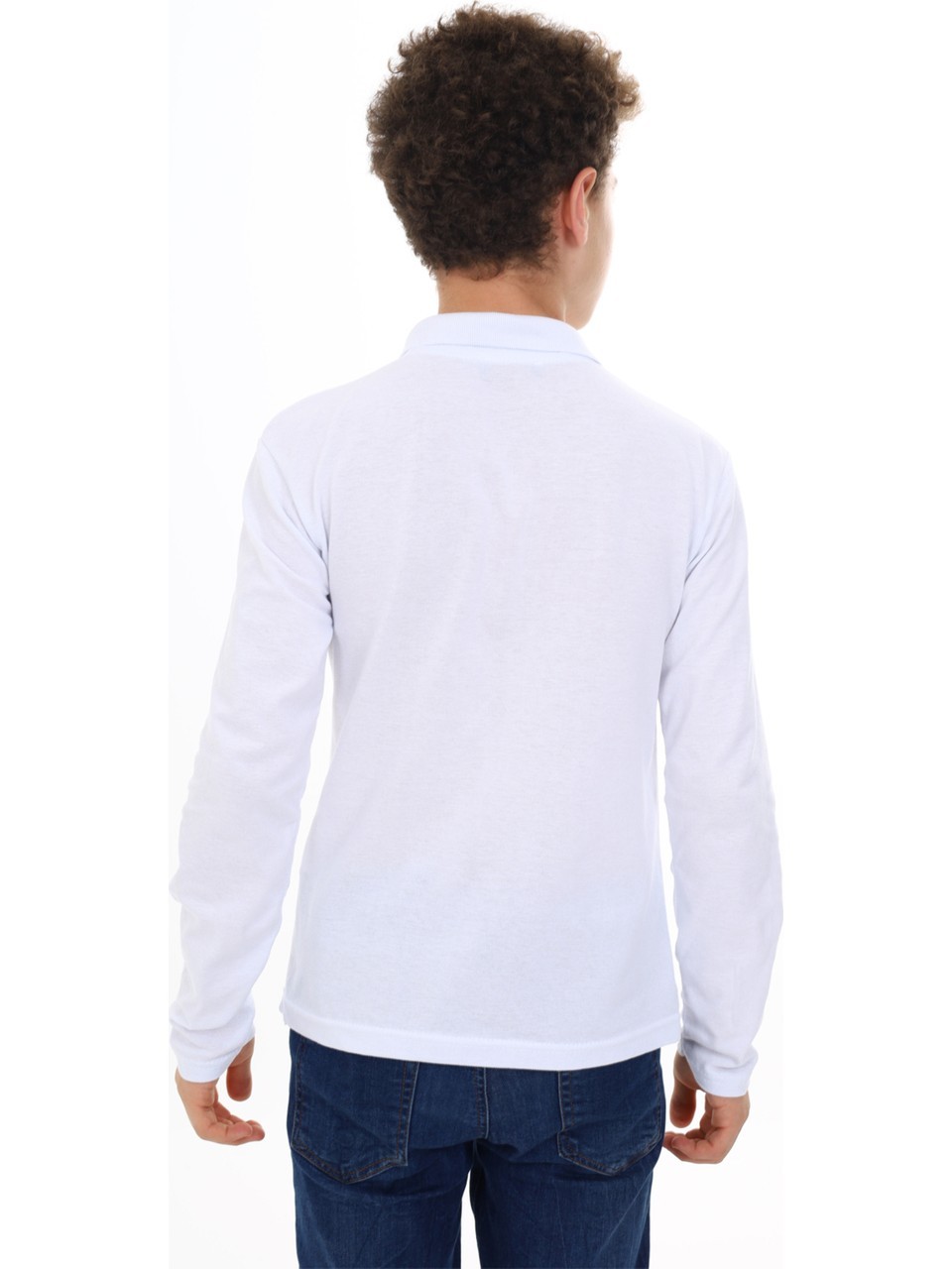 Unisex Uzun Kollu Polo Yaka Pamuklu Okul Tshirt - 2309