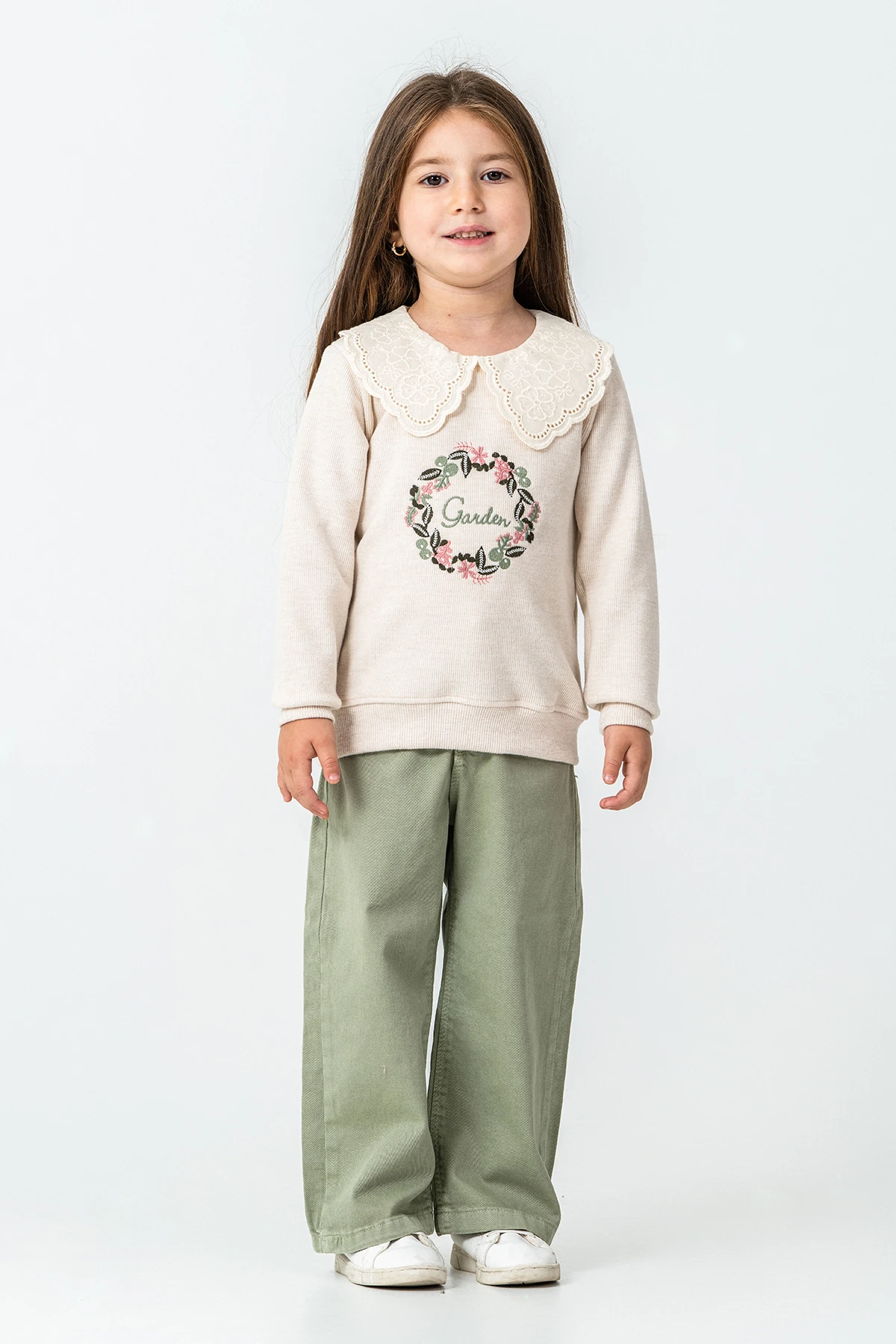 Garden Nakışlı Kız Çocuk 2'li Takım - 26K 6335 - Yeşil