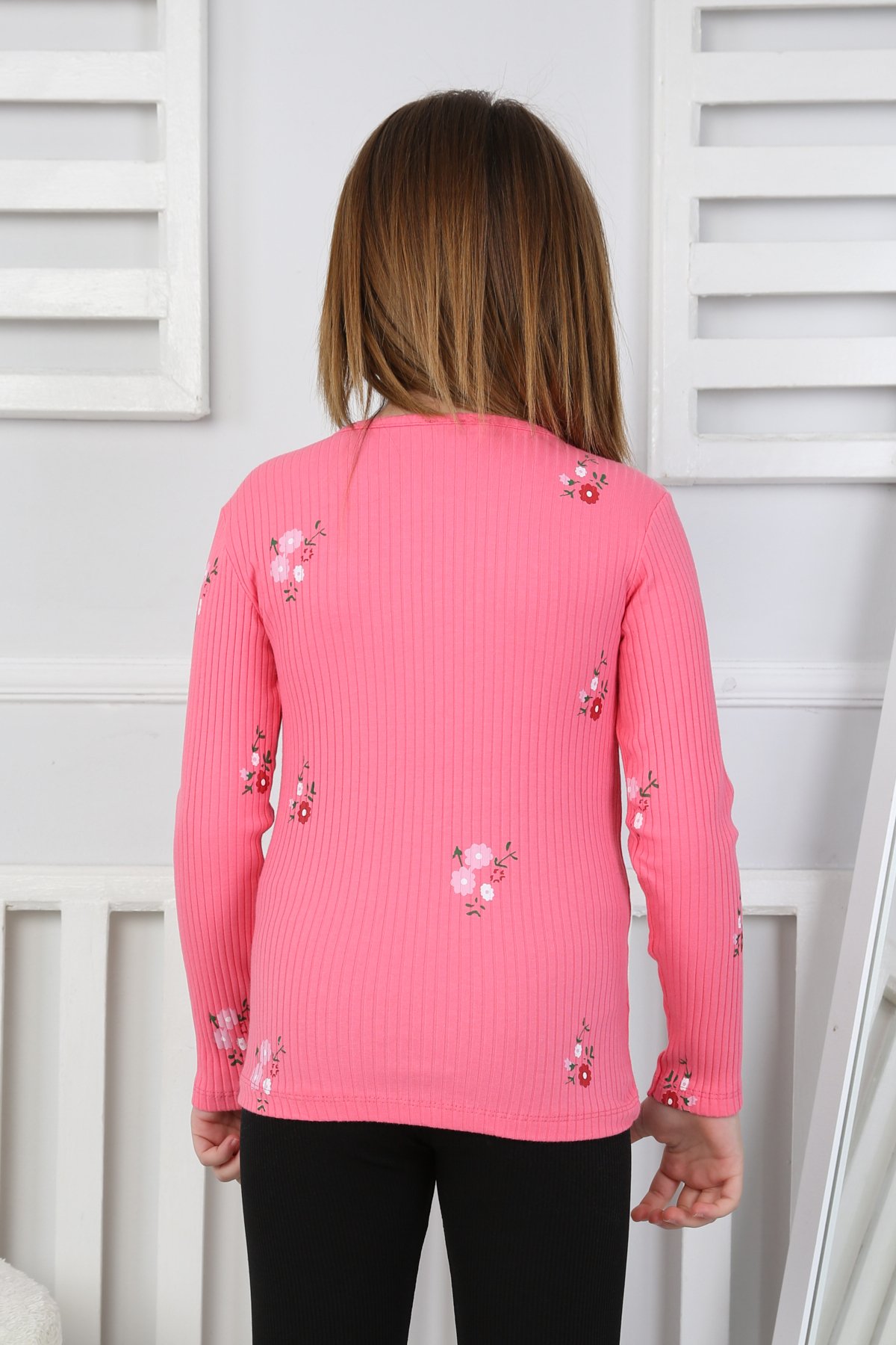 Çiçekli Uzun Kol Kız Çocuk Body 104081