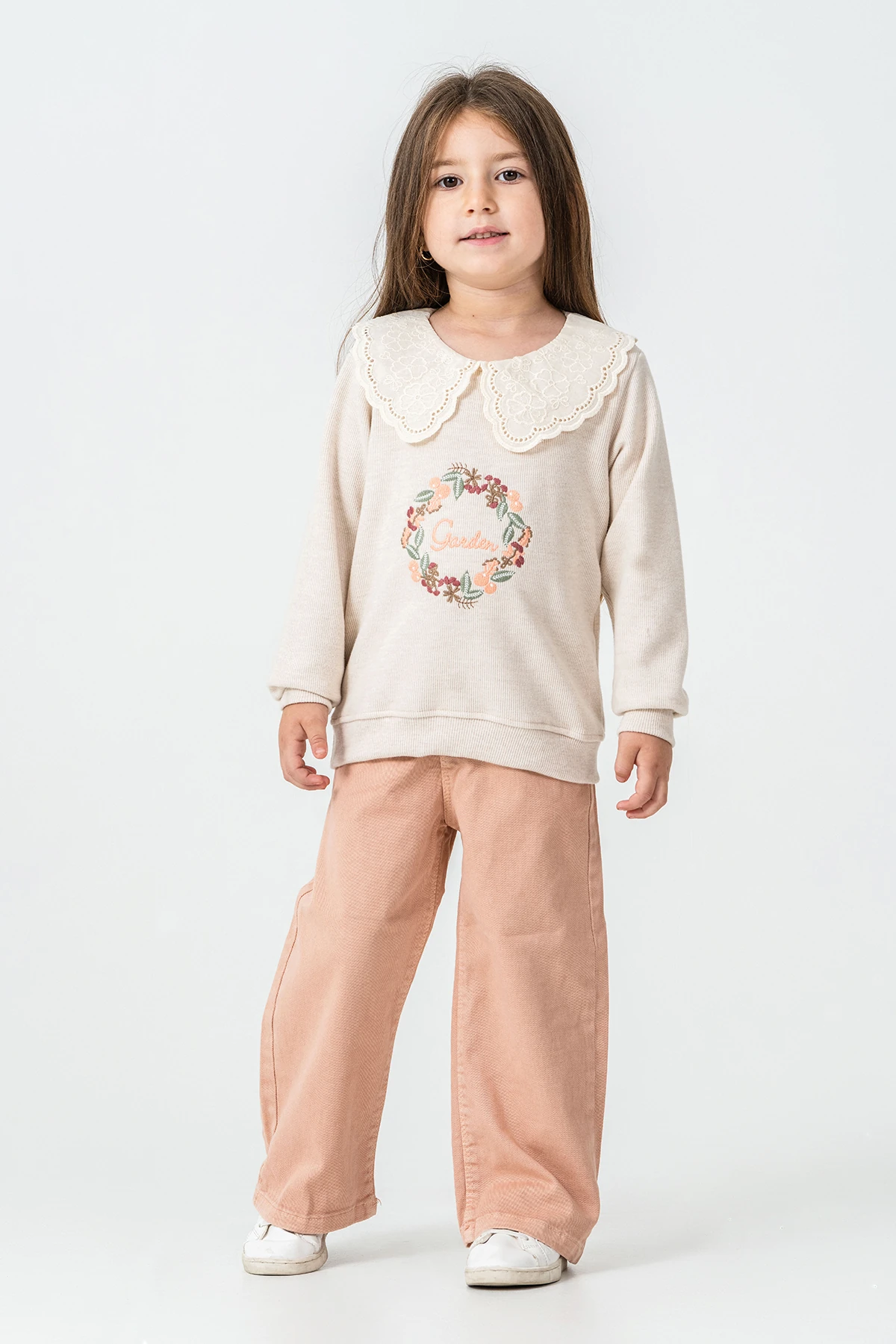 Garden Nakışlı Kız Çocuk 2'li Takım - 26K 6335 - Bej