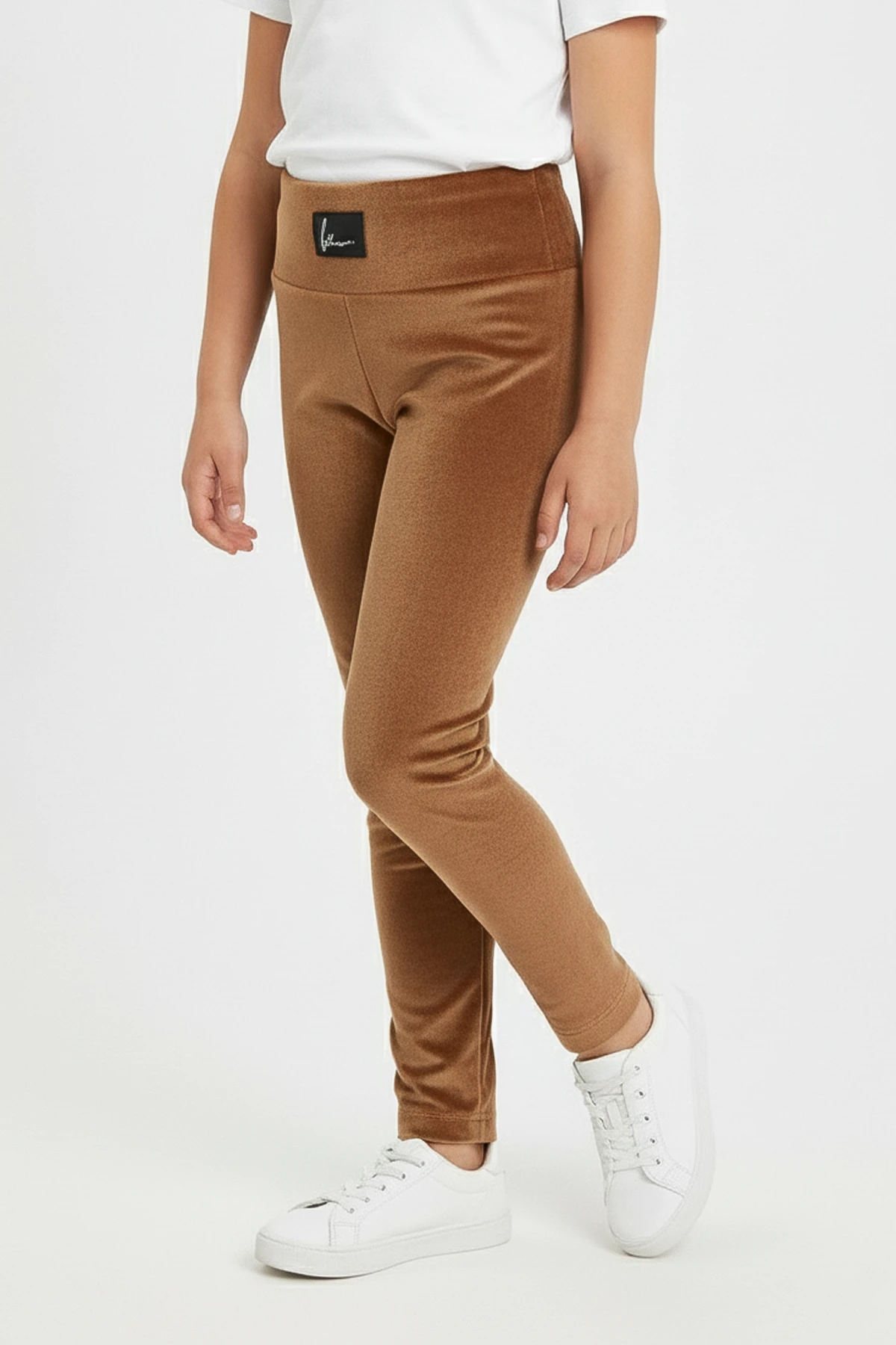 Armalı Kız Çocuk Kadife Tayt - 26K 02443 - Taba