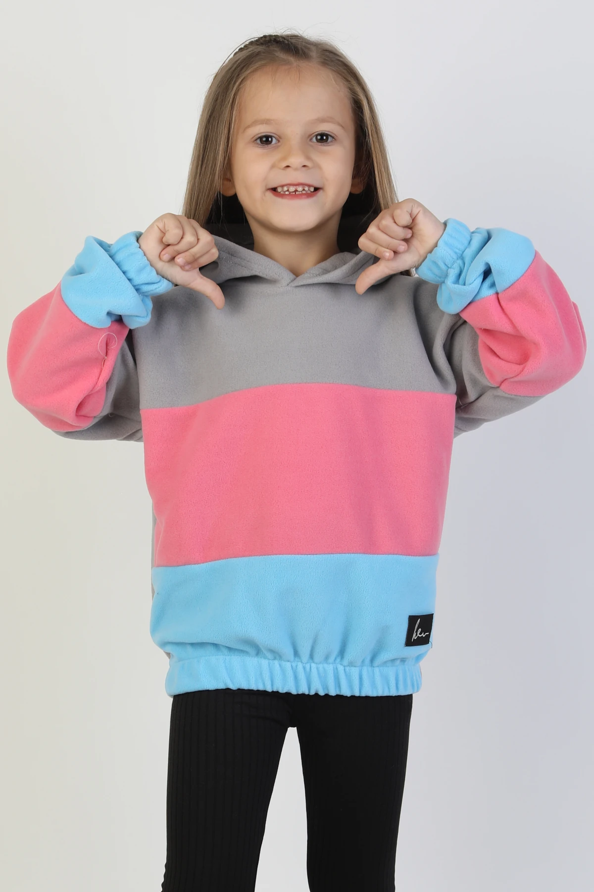 Kapüşonlu Lastikli Çocuk Polar Sweatshirt - 26K 4491