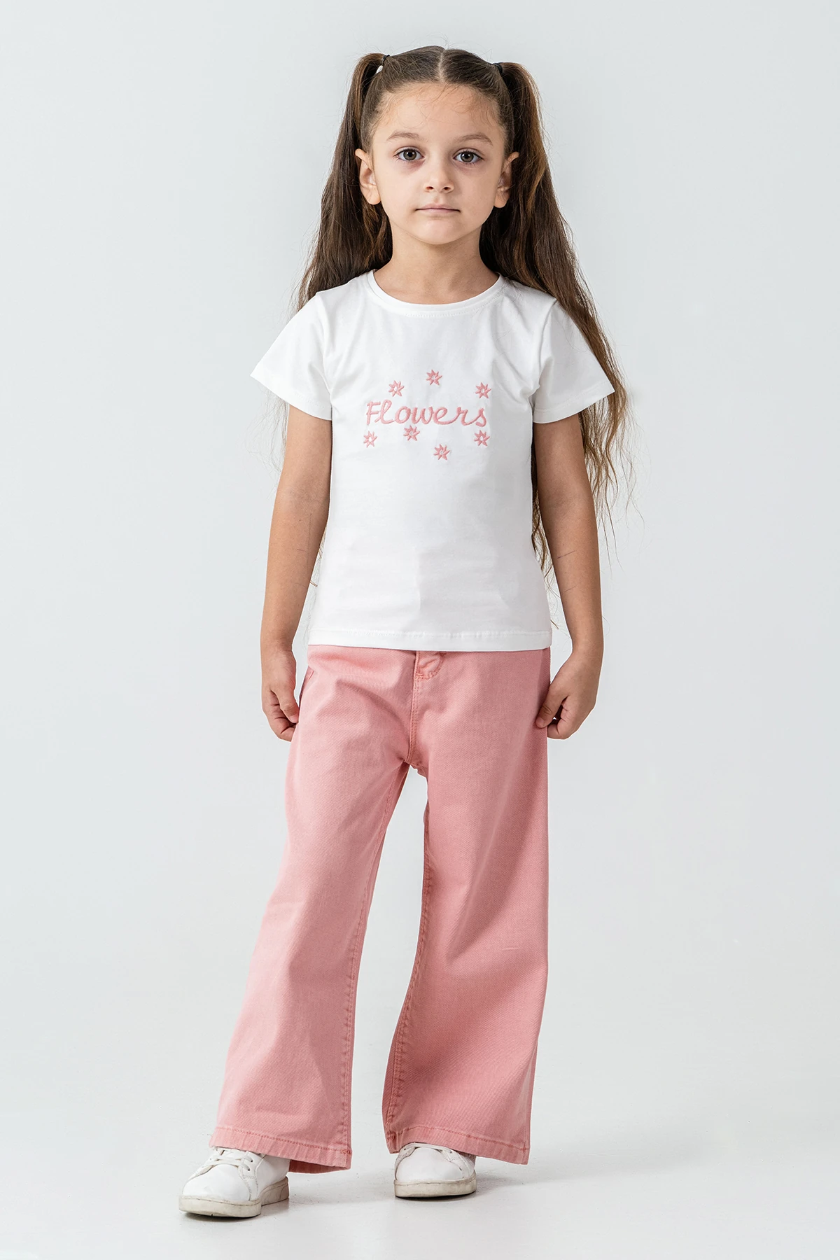 Flowers Nakışlı Kız Çocuk 3'lü Takım - 26K 6355