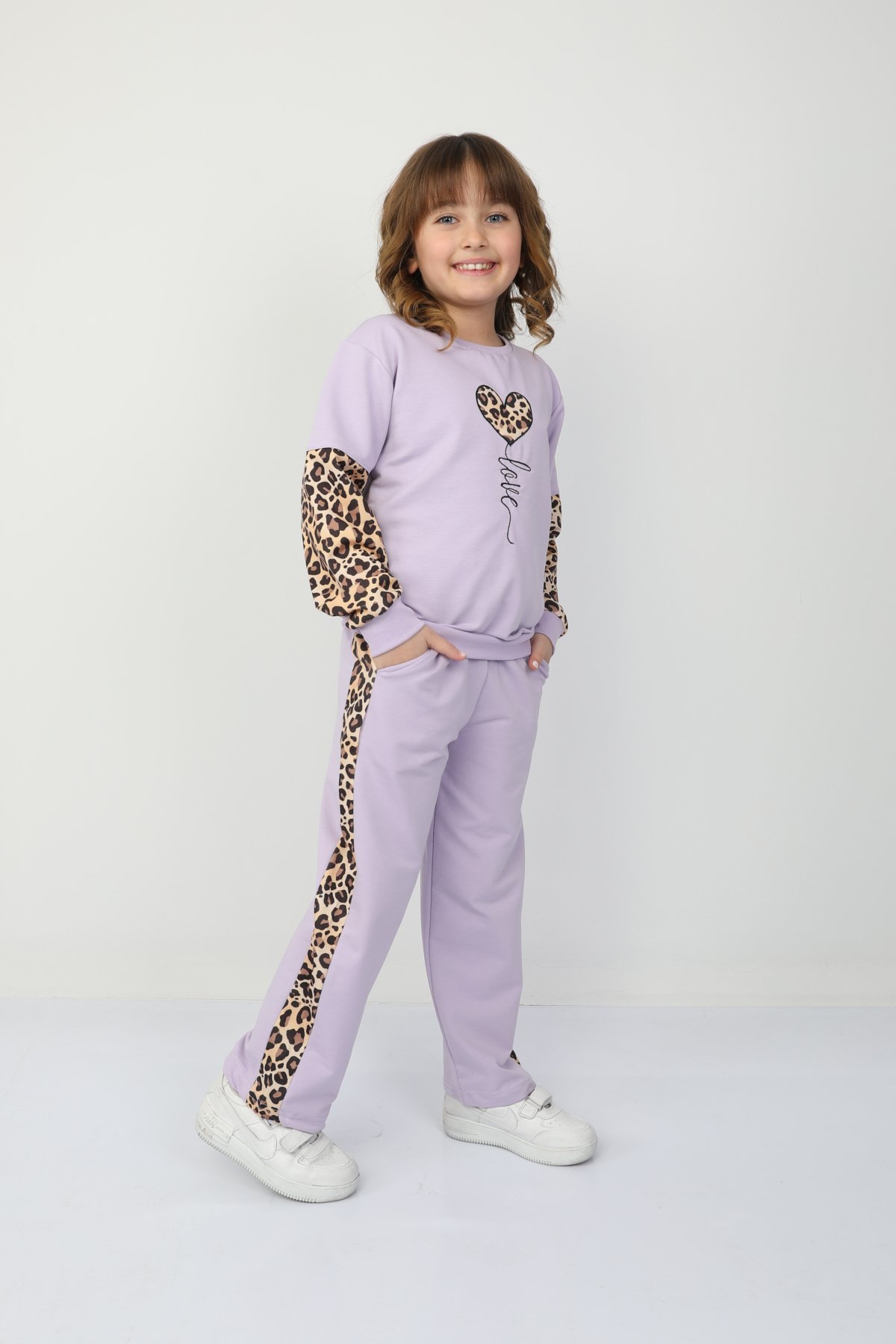 Kız Çocuk Kalp Leoparlı Takım 37036