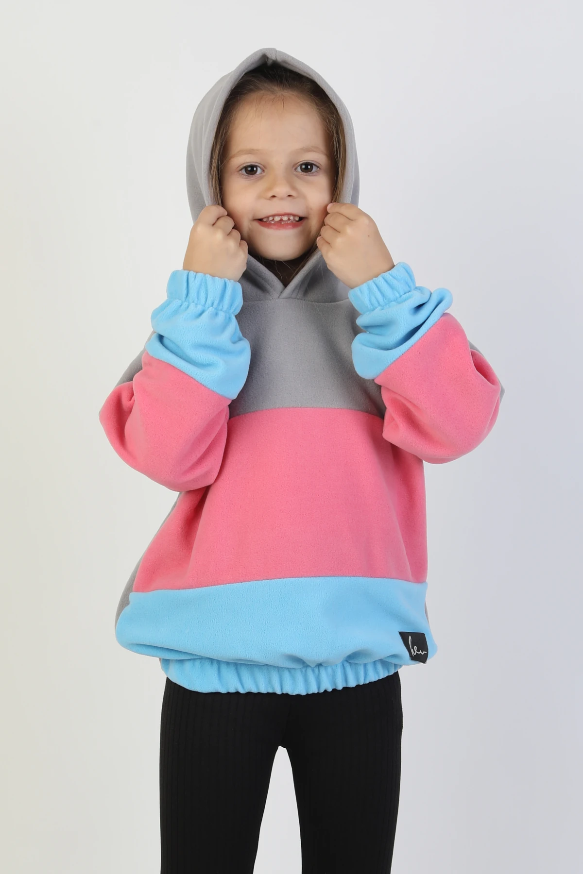 Kapüşonlu Lastikli Çocuk Polar Sweatshirt - 26K 4491