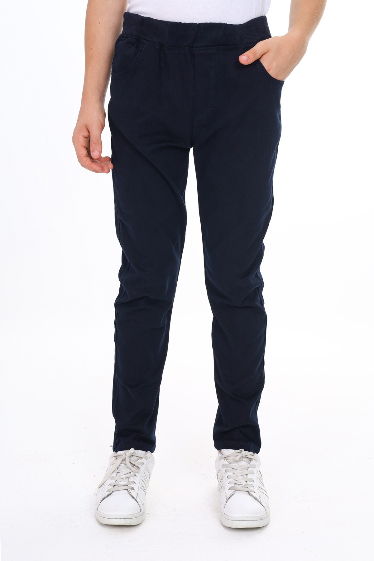 OKUL PANTOLONU BELİ LASTİKLİ KAŞKORSELİ ECCK-BYMİK-JEAN-8334-8434 - Lacivert