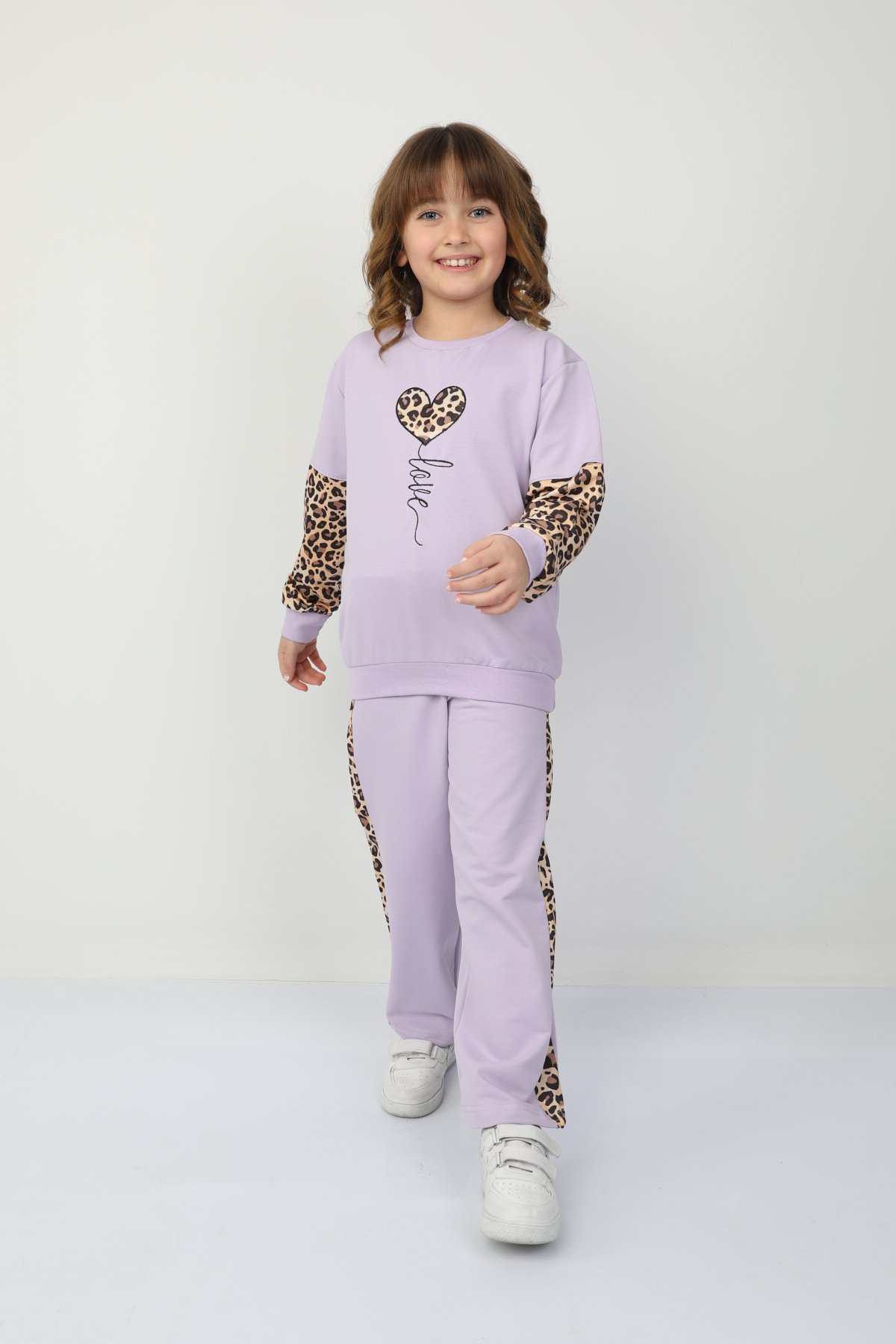 Kız Çocuk Kalp Leoparlı Takım 37036
