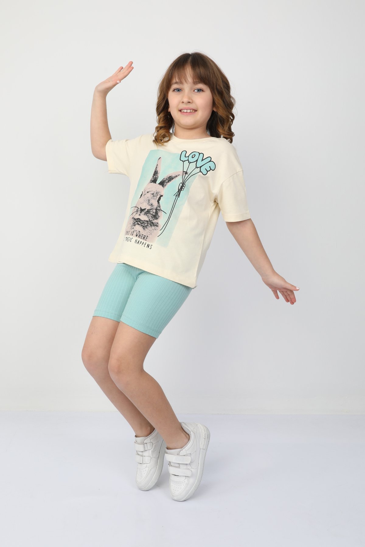 Love Tavşan Baskılı Alt Üst Takım 6485