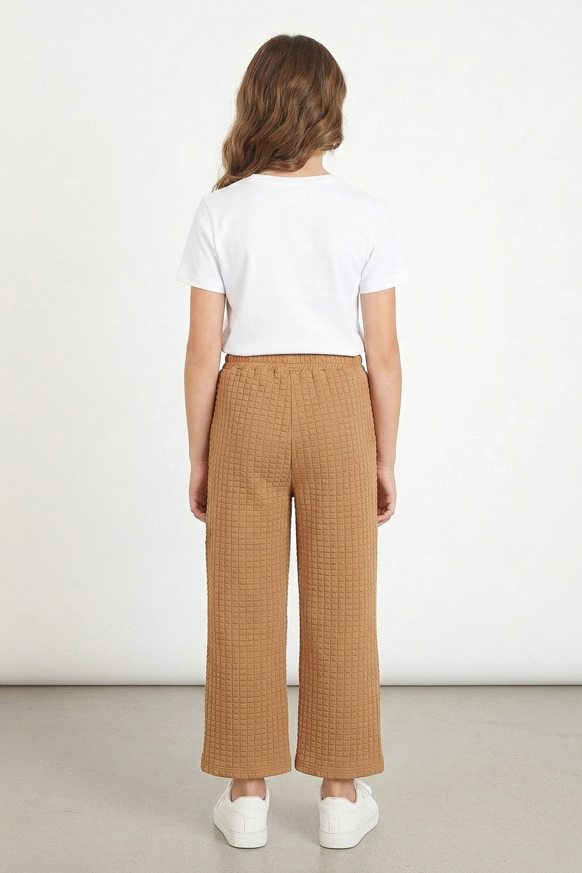 Kareli Bol Paça Yüksek Bel Kız Çocuk Pantolon - 26K 1643