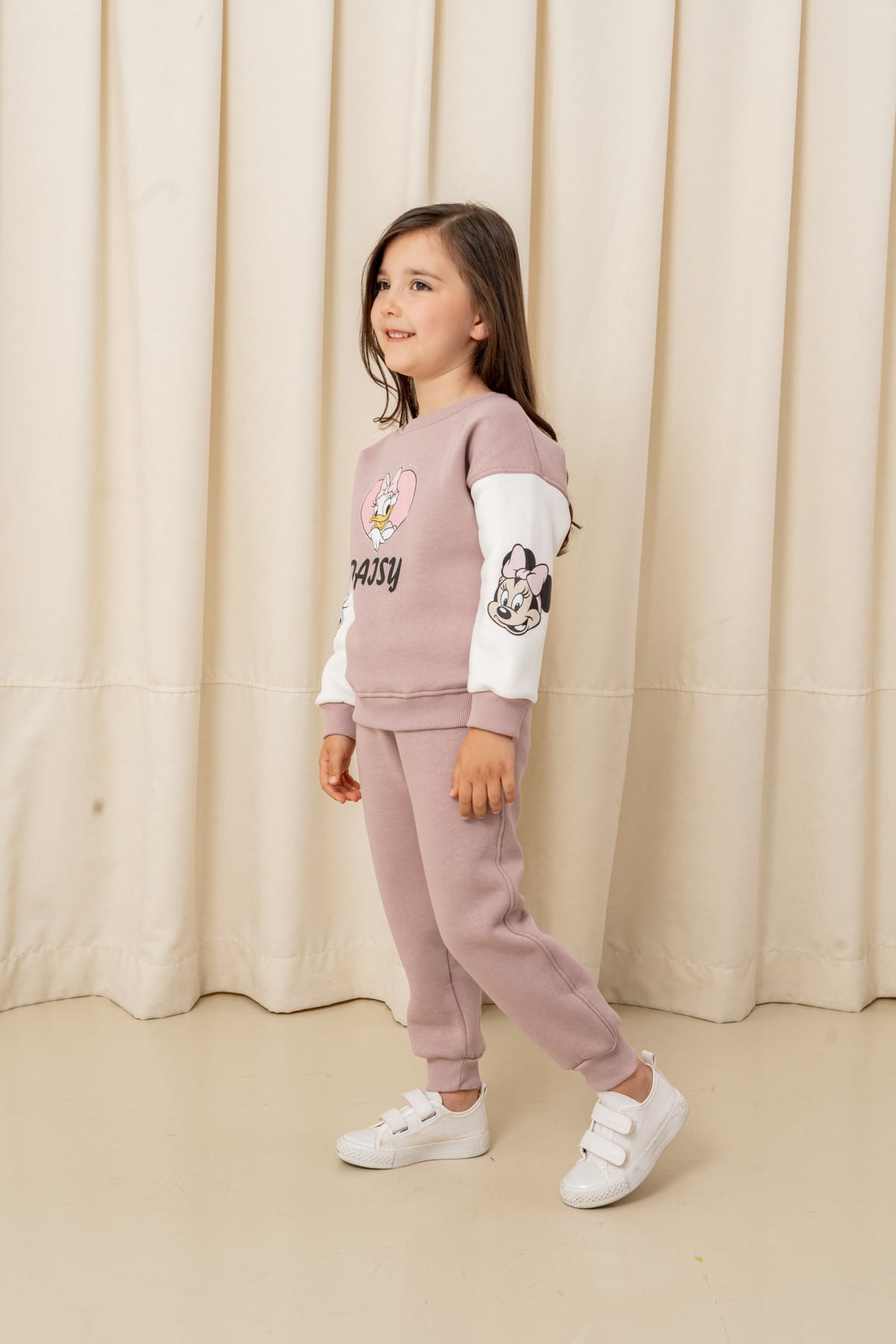 Kız Çocuk Taşlı Kalp Daisy Şardonlu 2'li Takım - 6307/6308