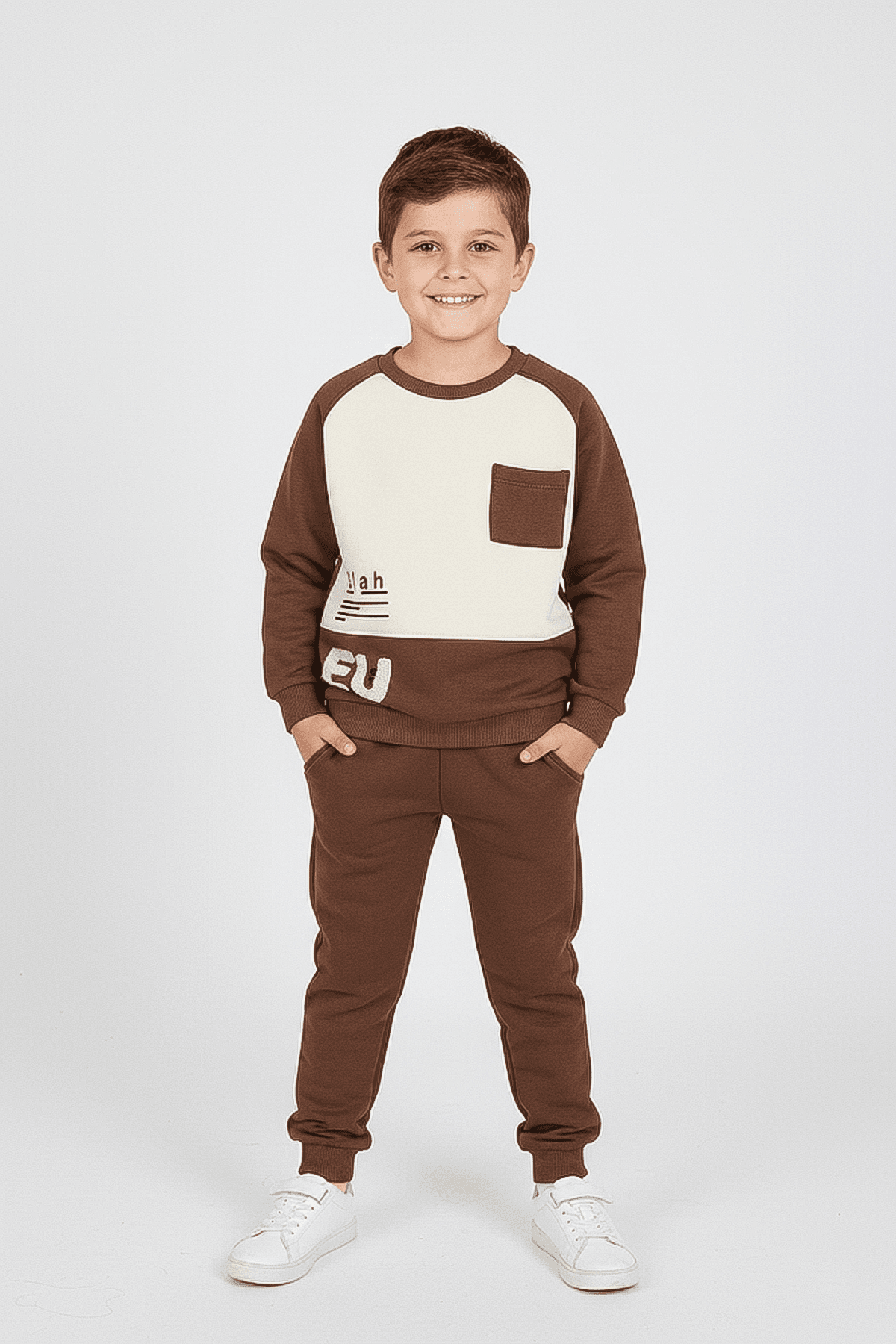 EU Nakışlı Kalın 2li Takım - 2311 - Kahverengi