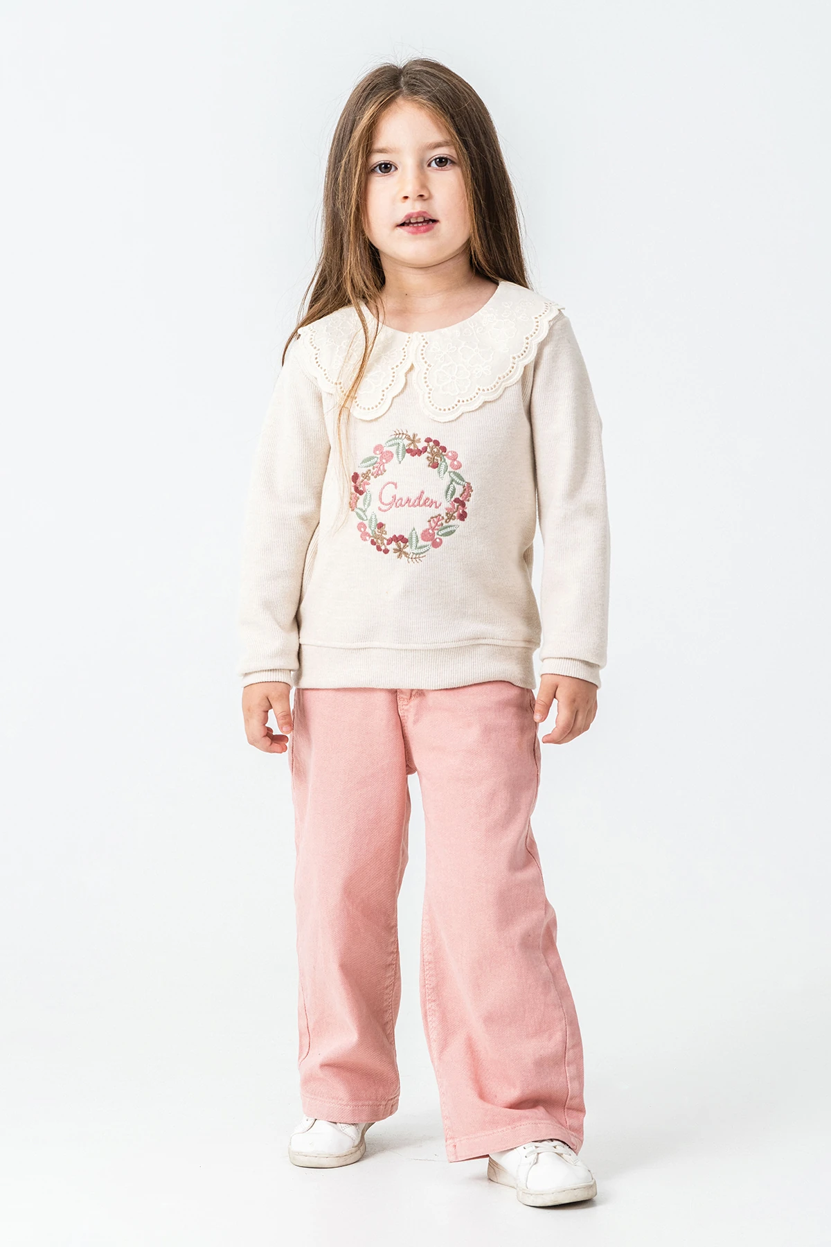 Garden Nakışlı Kız Çocuk 2'li Takım - 26K 6335 - Gül kurusu