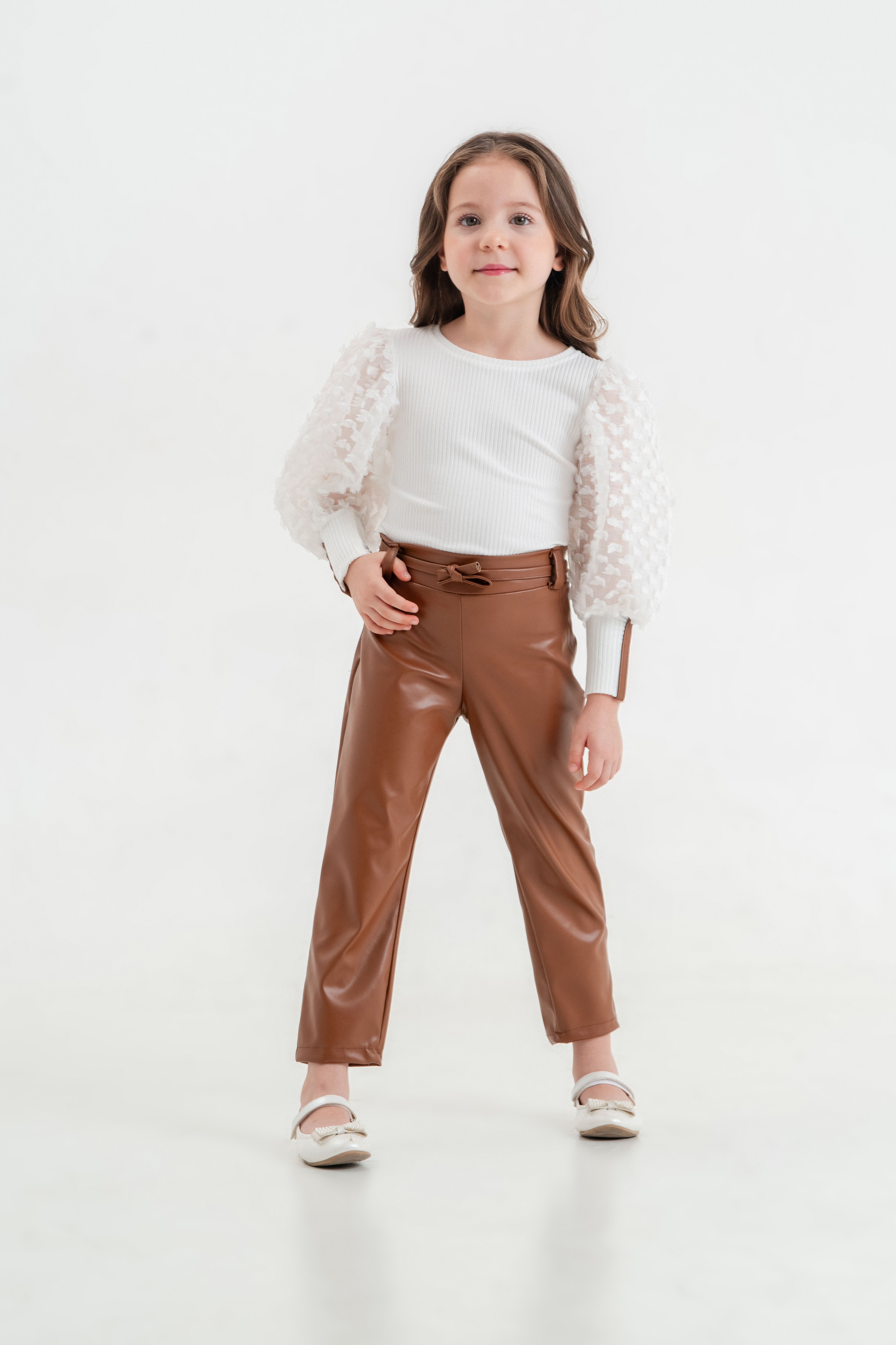PRENSES MODEL DERİ PANTOLONLU TAKIM 0760 - Beyaz