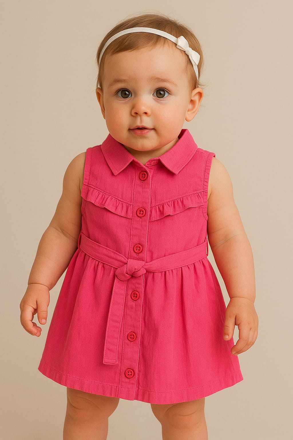 KIZ BEBEK DÜĞMELİ ELBİSE 0323