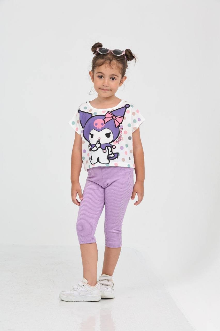 Düşük Kol Kuromi Dijital Baskı Tshirt - 6632