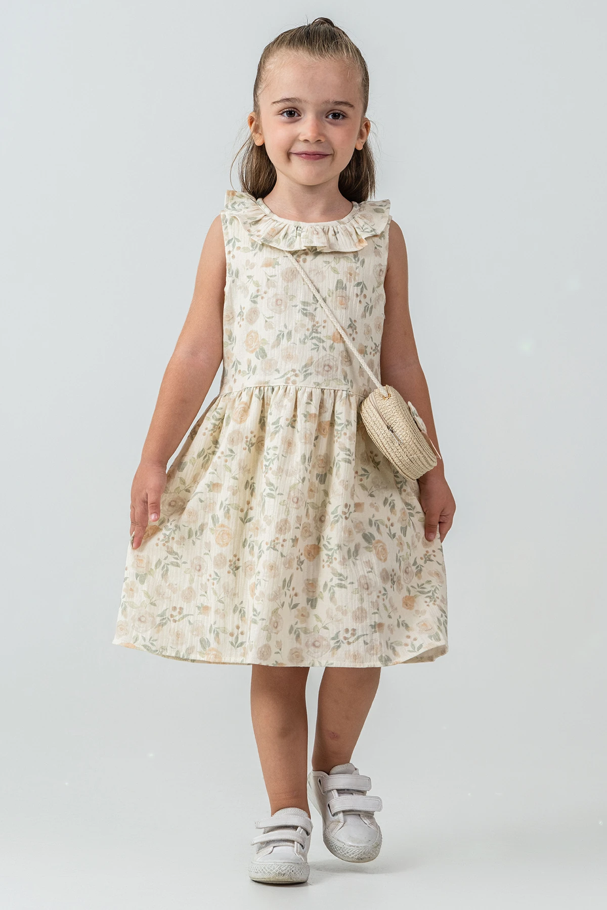 Gül Detaylı Hırkalı Kız Çocuk 3'lü Takım - 26K 7271