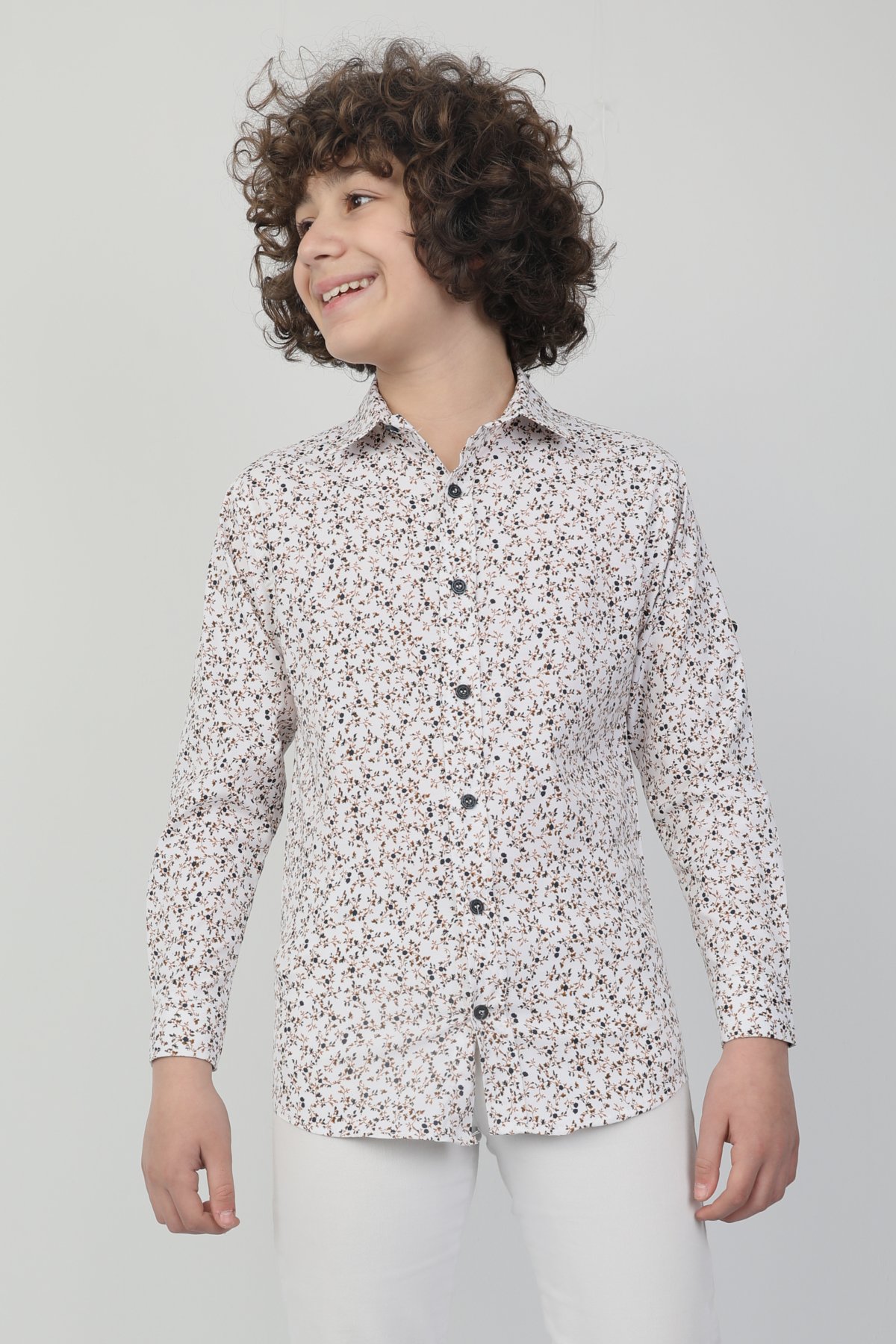 Çiçek Desenli Erkek Çocuk Gömlek 3507