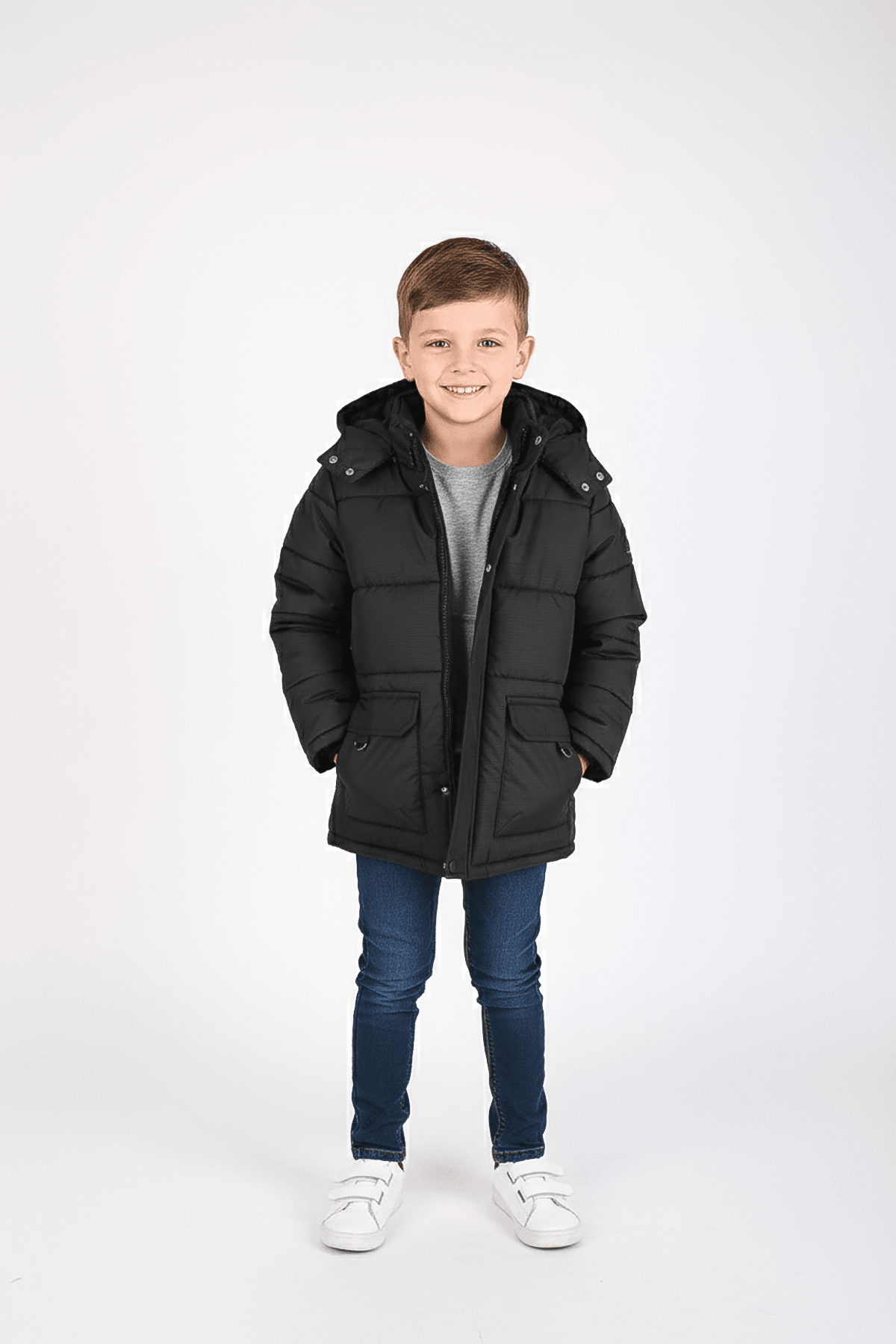 Çocuk İçi Polarlı Şişme Mont - 26K 5358 - Siyah