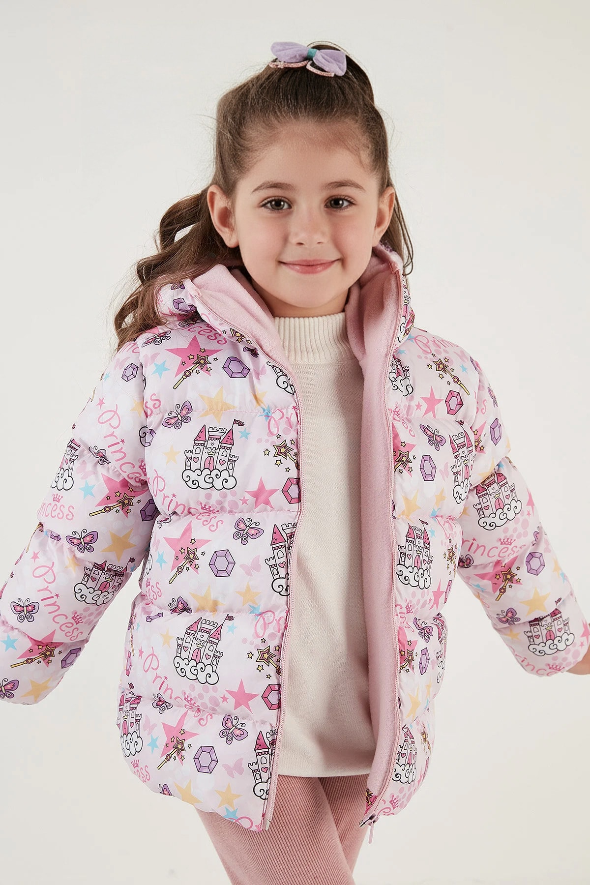 Çocuk İçi Polarlı Şişme Mont - 26K 1001 - Pudra