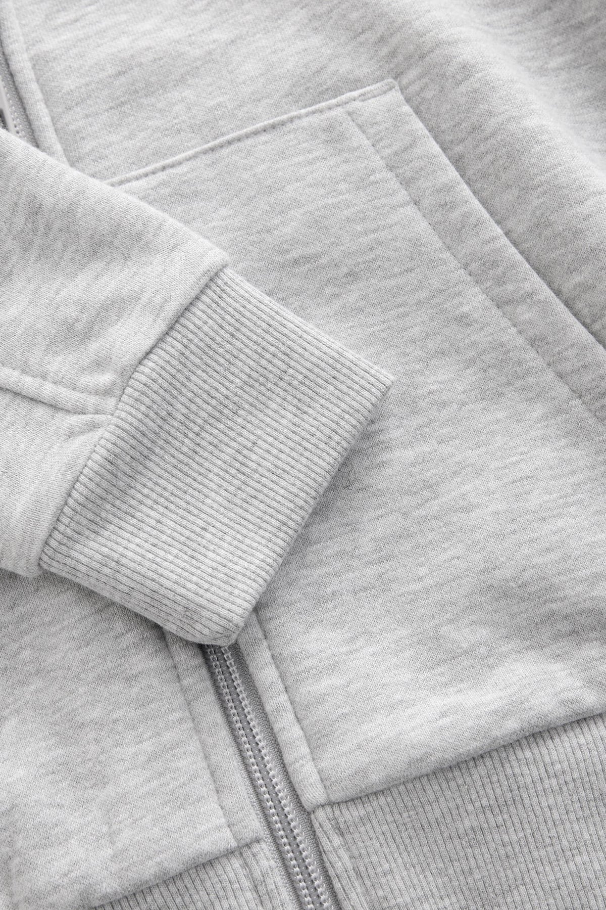 Çocuk Basic Düz Kapüşonlu Fermuarlı Sweatshirt