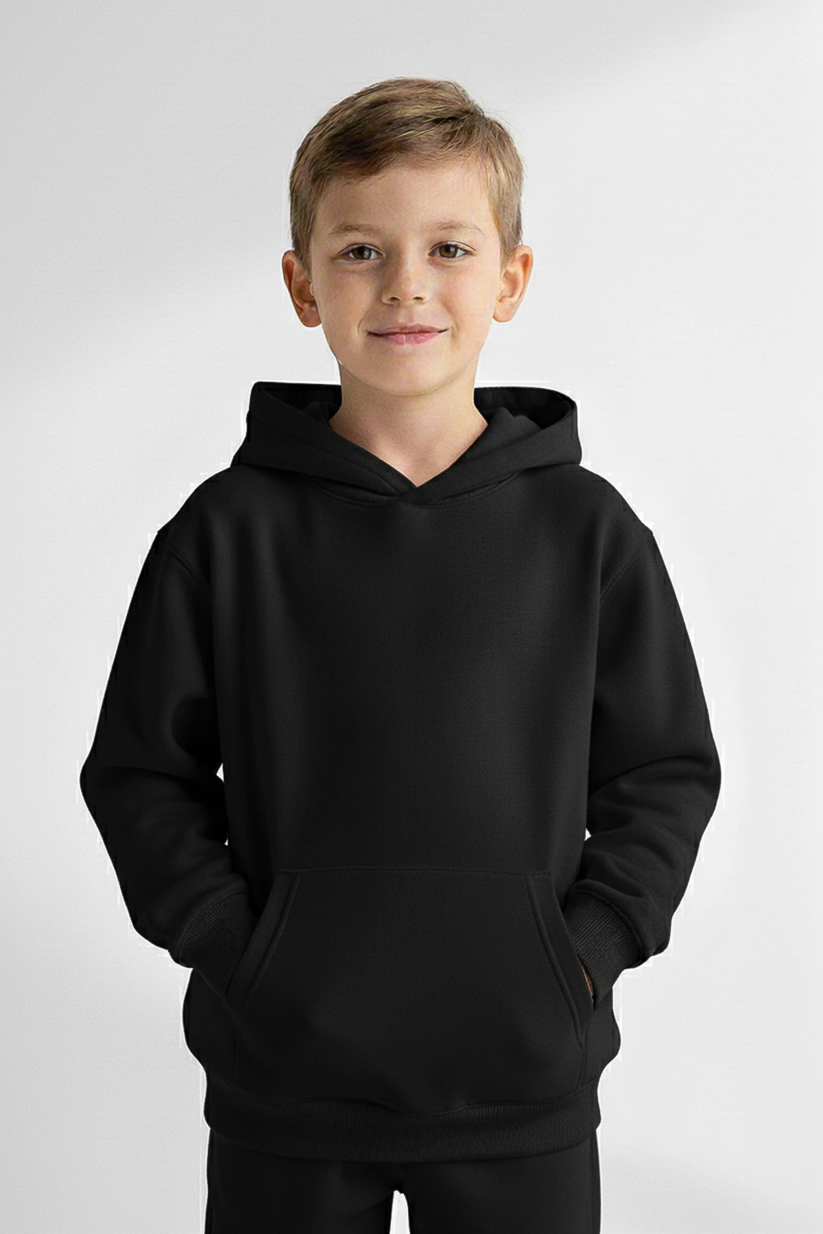 Kapüşonlu Basic Kalın Çocuk Sweatshirt - 26K 1628 - Siyah