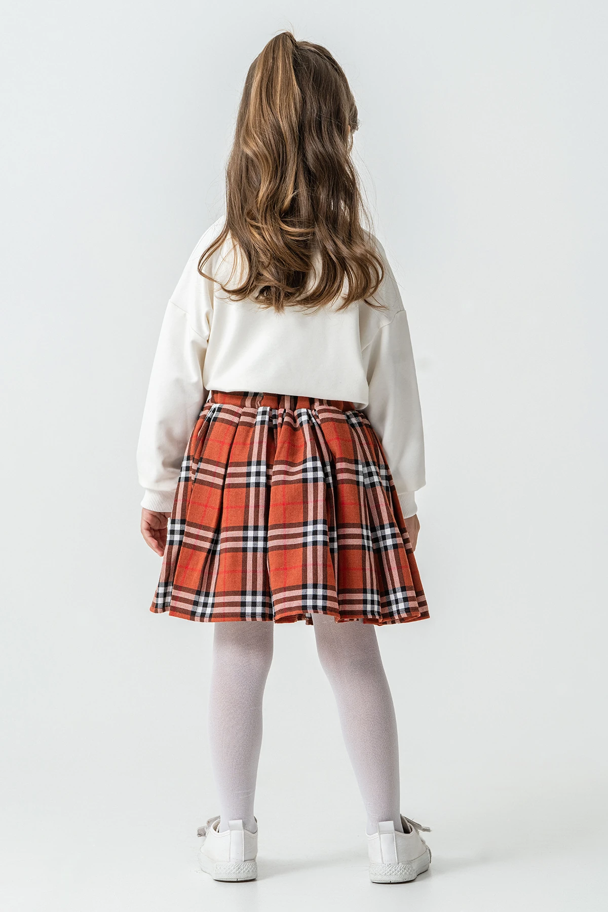 Kareli Etekli Kız Çocuk 3'lü Takım - 26K 6359