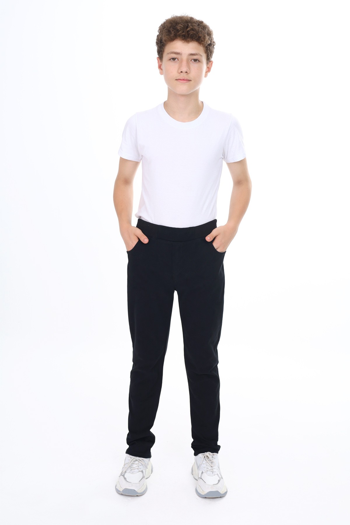 OKUL PANTOLONU BELİ LASTİKLİ KAŞKORSELİ ECCK-BYMİK-JEAN-8334-8434 - Siyah