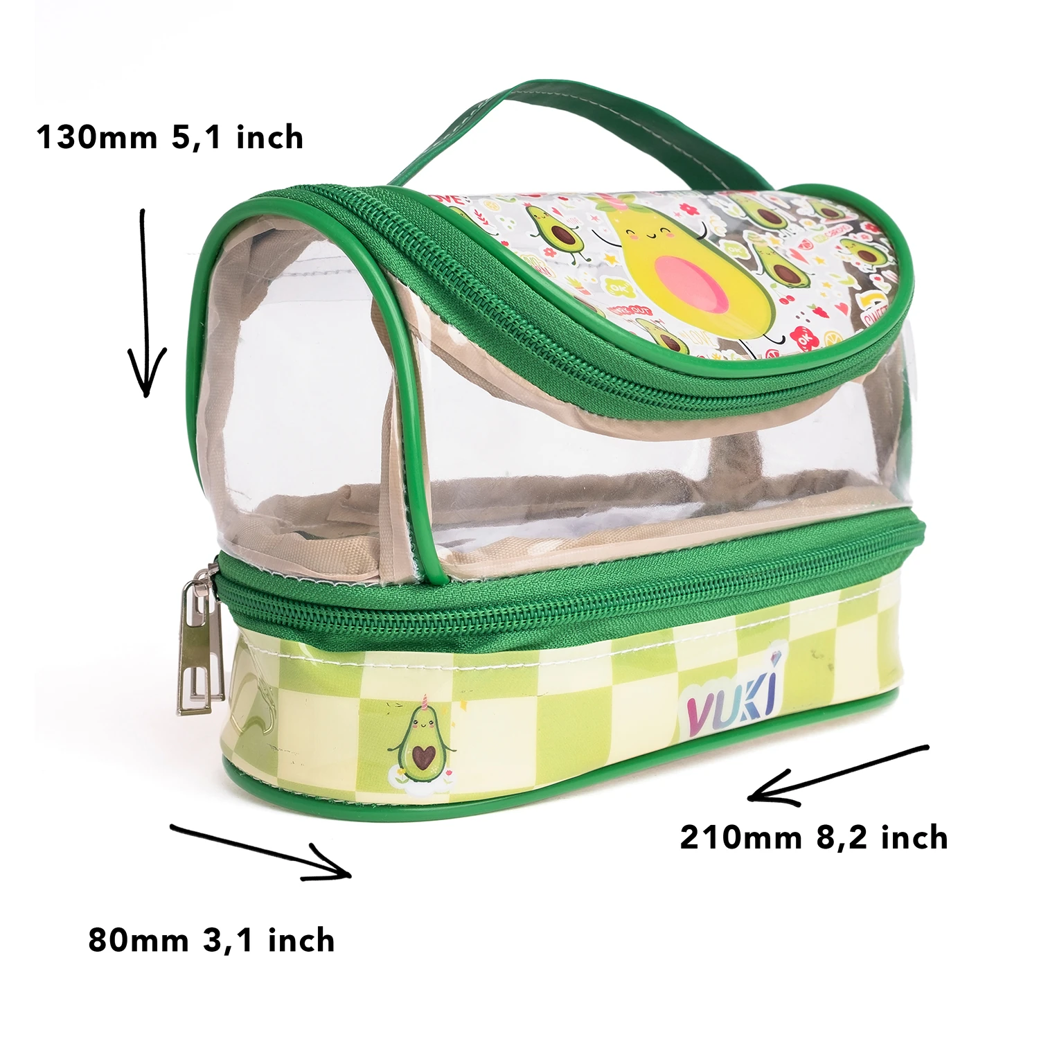 VUKİ - DESENLİ MEGA BOY KALEM ÇANTASI (AVOKADO)-1/