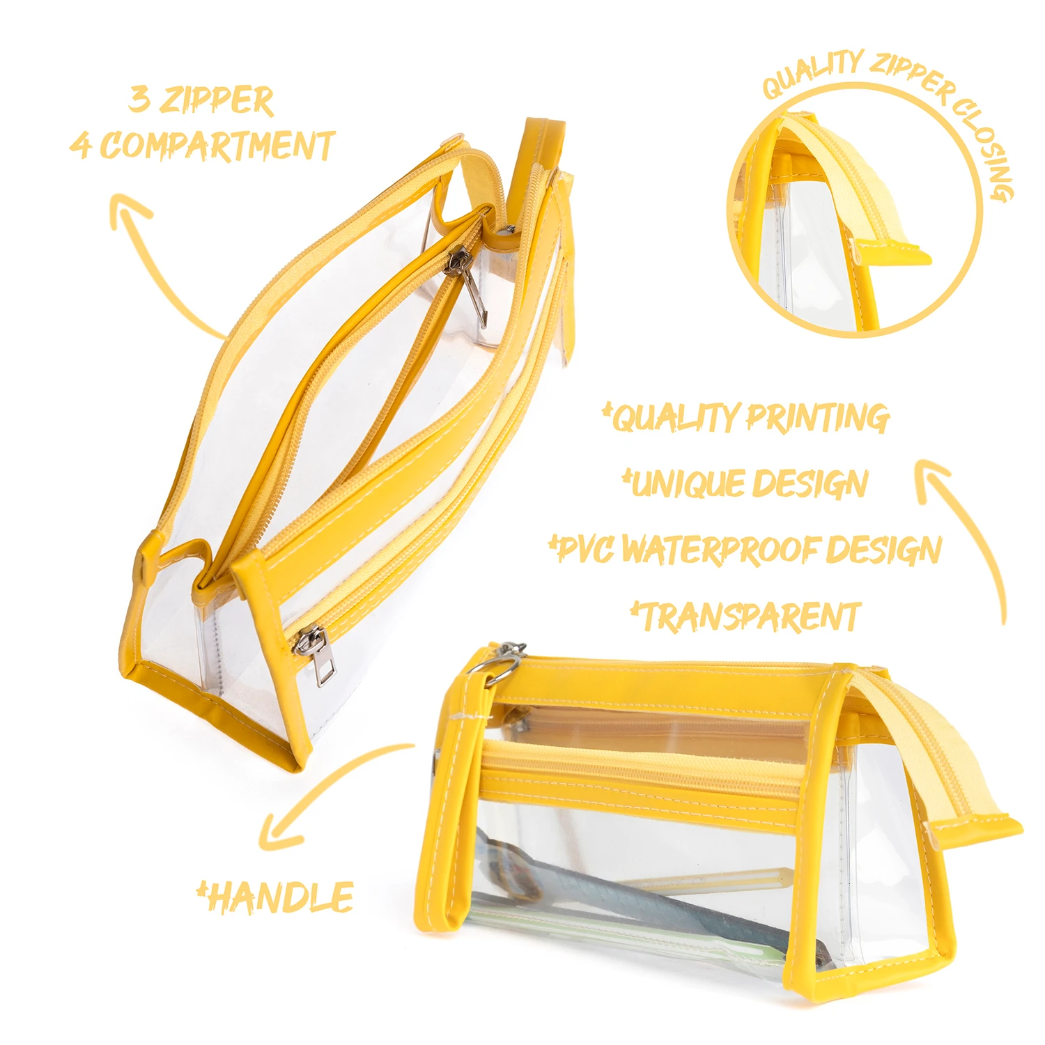 VUKİ - ÜÇGEN 3 CEPLİ DERİ+PVC ÇNT. K. KUTU (SARI)-
