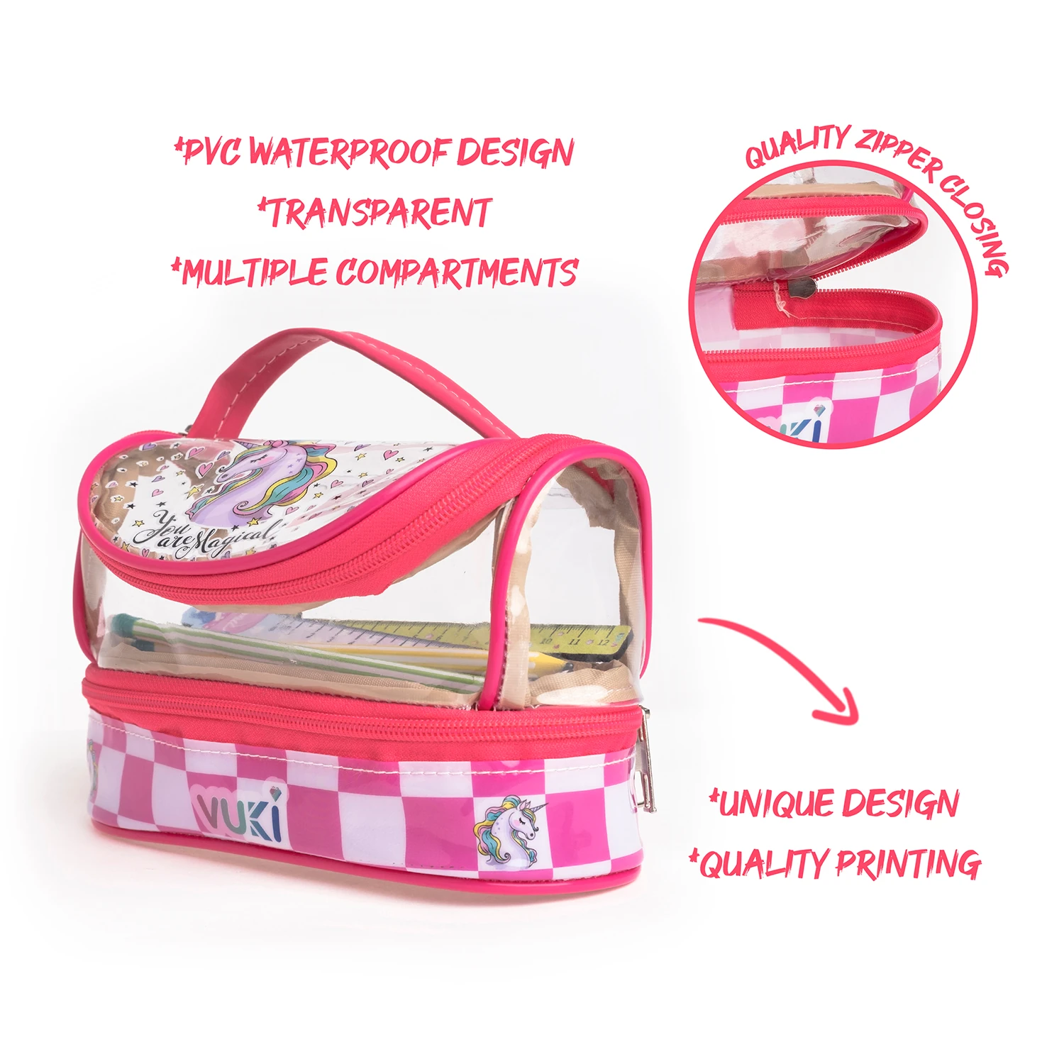 VUKİ - DESENLİ MEGA BOY KALEM ÇANTASI (KİRPİK)-1/S