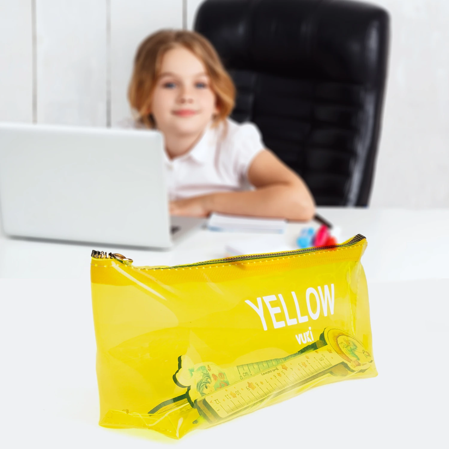 VUKİ - ÜÇGEN RENKLİ ŞEFFAF FERM. K. KUTU (SARI)-1/