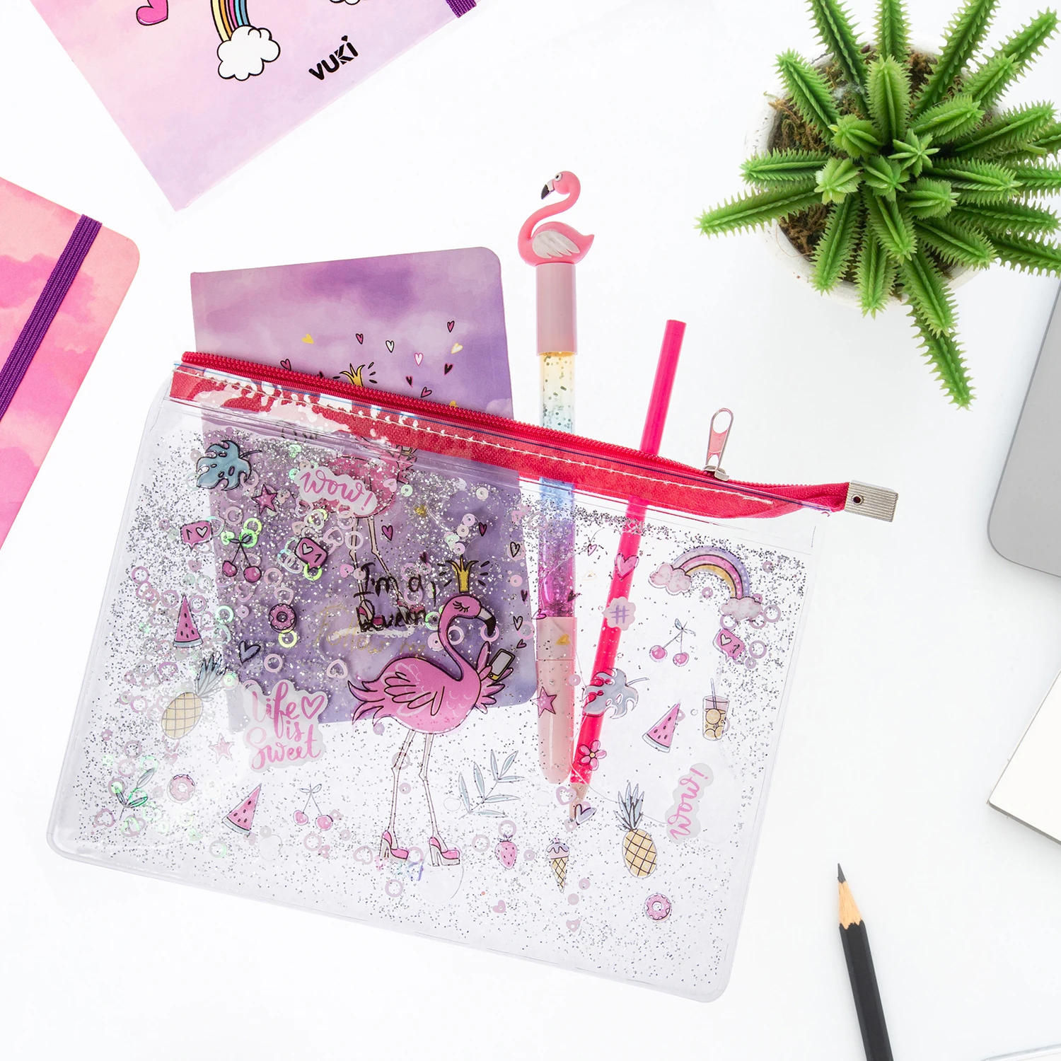 VUKİ - SULU FERM. ŞEFFAF DOSYA (A5) (FLAMINGO)-1/S