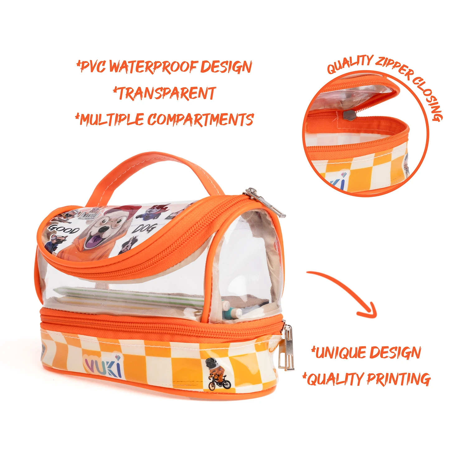 VUKİ - DESENLİ MEGA BOY KALEM ÇANTASI (KÖPEK)-1/S
