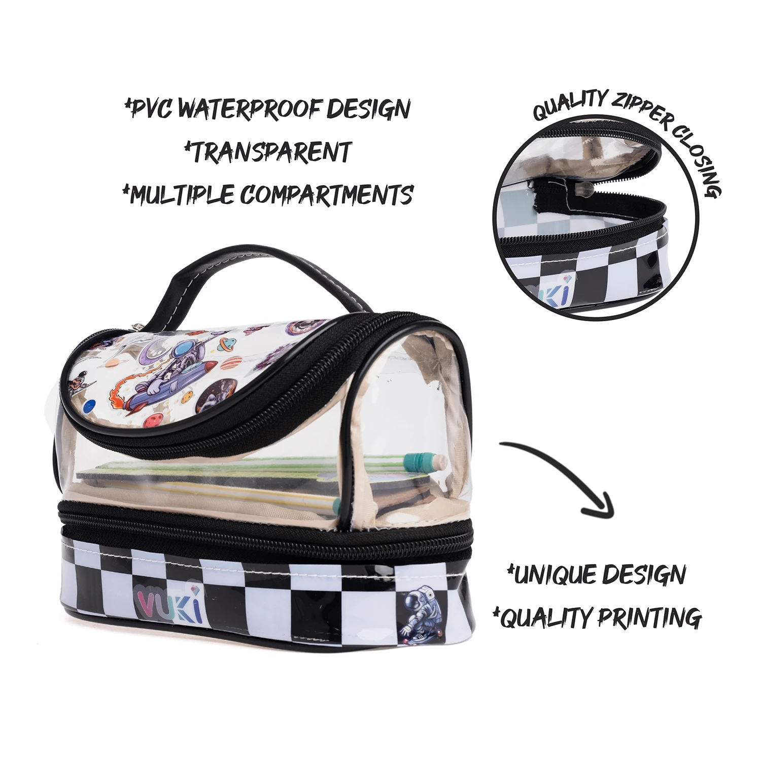 VUKİ - DESENLİ MEGA BOY KALEM ÇANTASI (ASTRONOT)-1