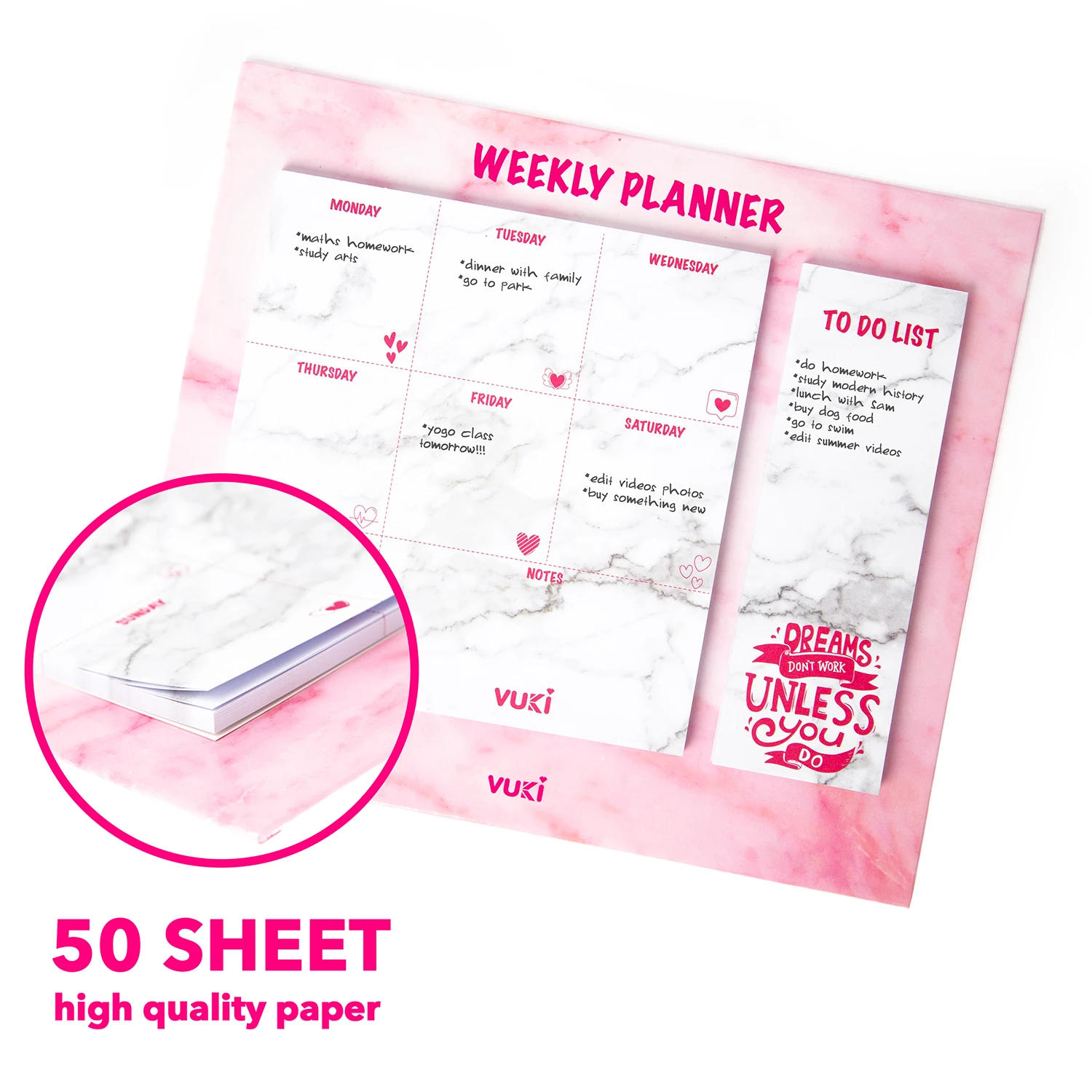 VUKİ - HAFTALIK PLANLAYICI BÜYÜK (PEMBE MER.)-1/S