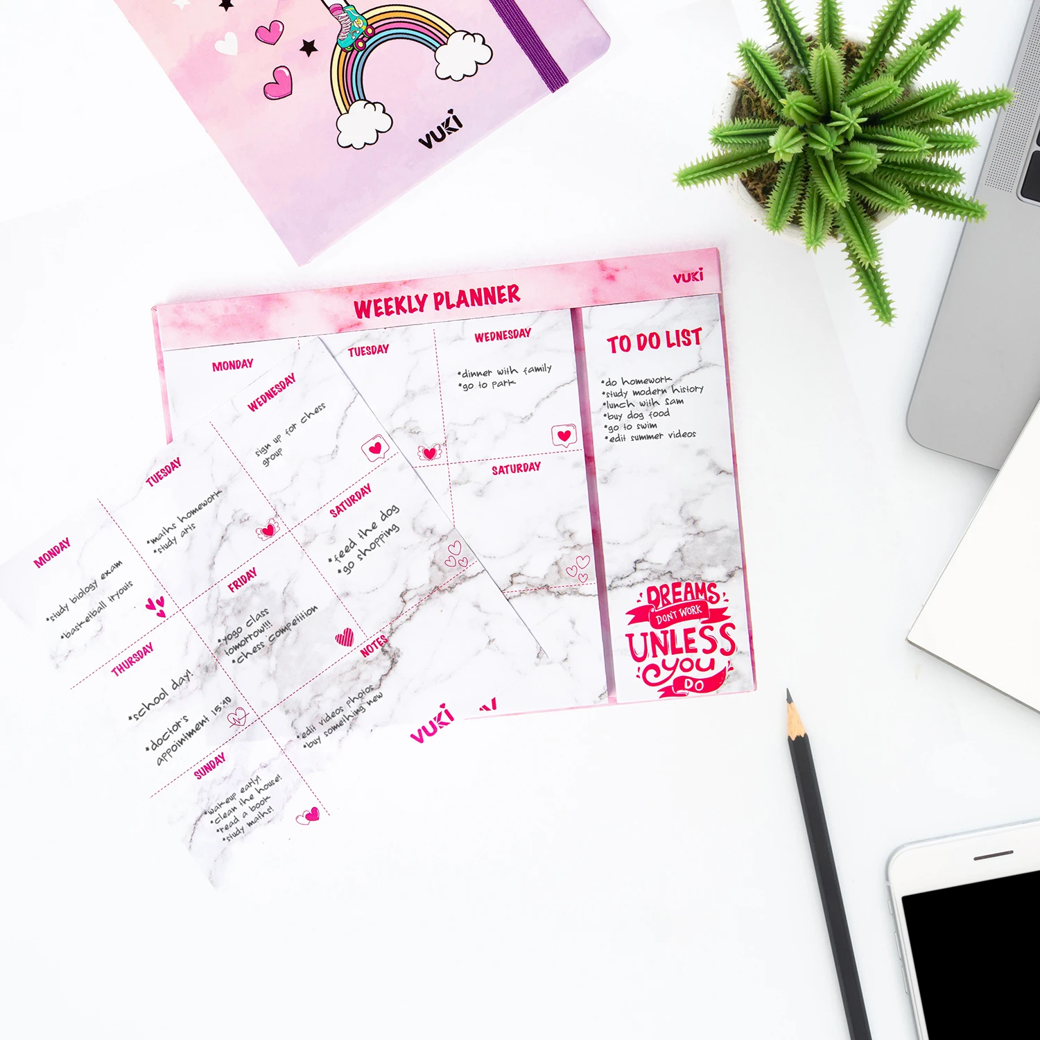 VUKİ - HAFTALIK PLANLAYICI ORTA (PEMBE MERMER)-1/S