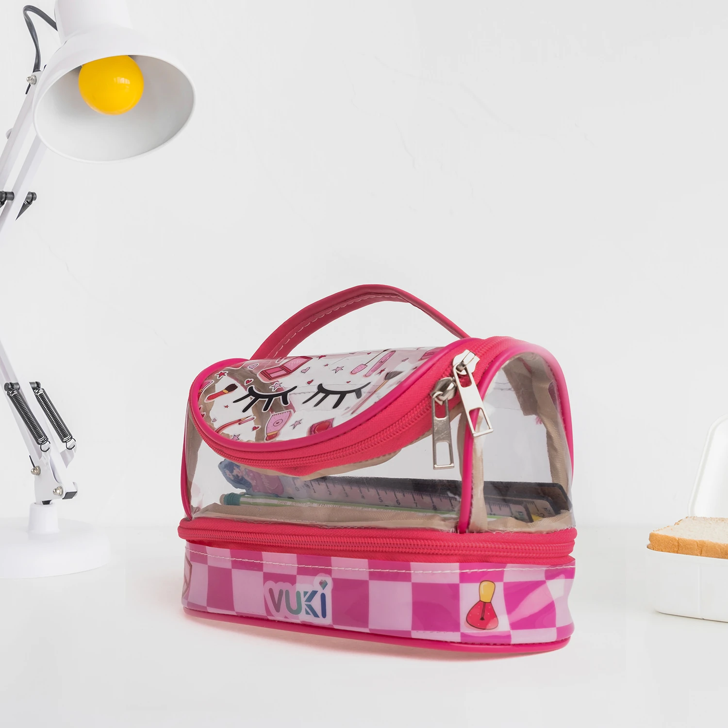 VUKİ - DESENLİ MEGA BOY KALEM ÇANTASI (KİRPİK)-1/S