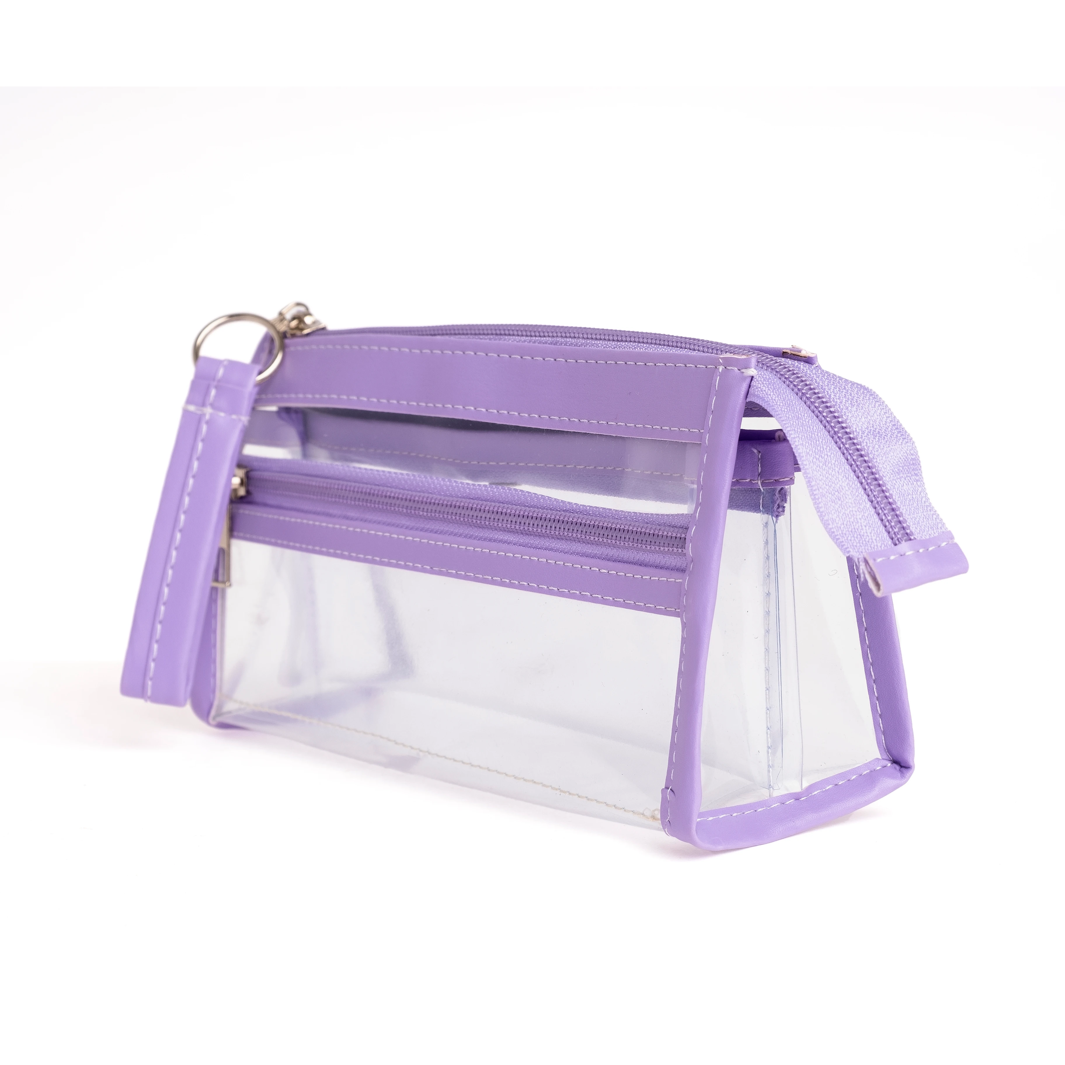 VUKİ - ÜÇGEN 3 CEPLİ DERİ+PVC ÇNT. K. KUTU (MOR)-1