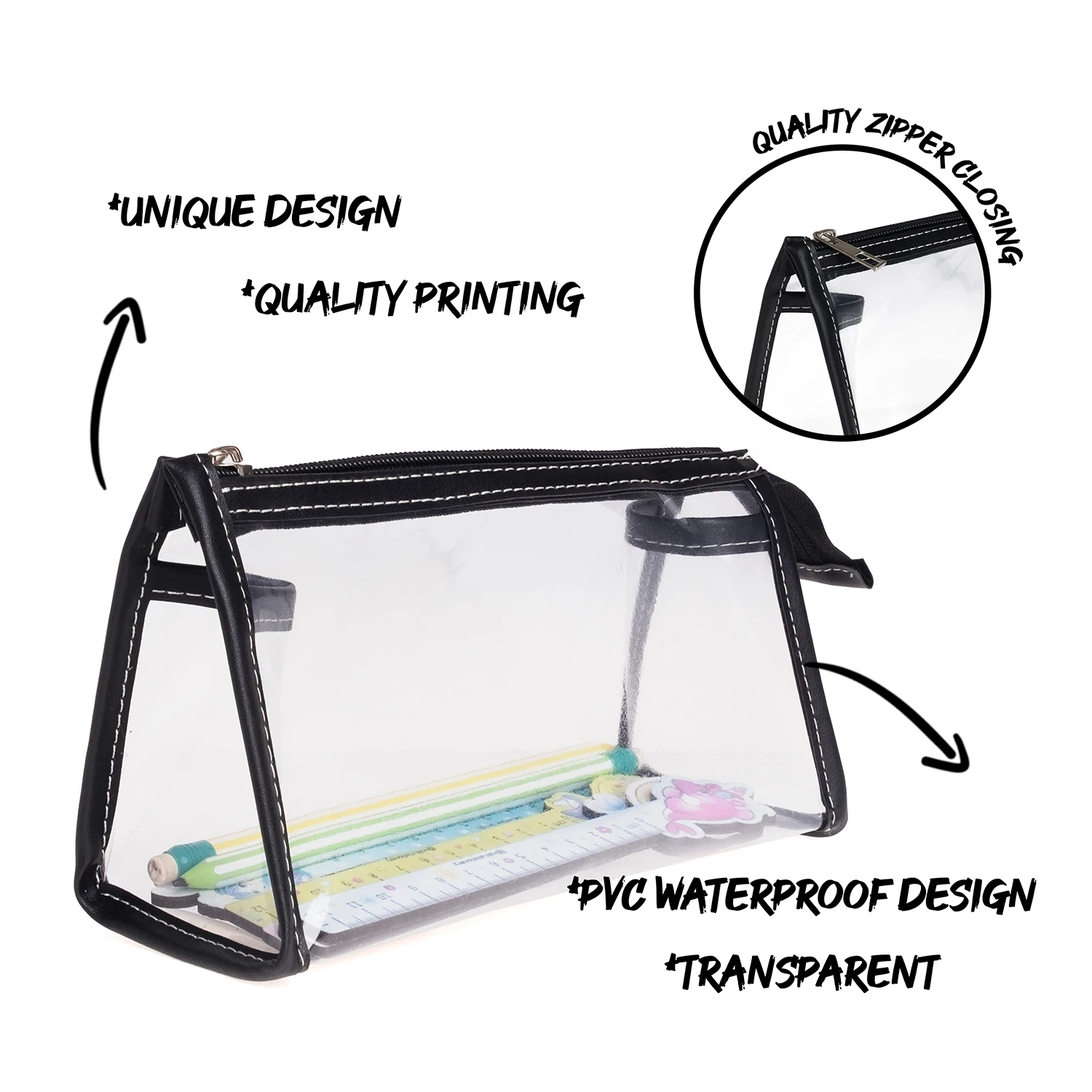VUKİ - ÜÇGEN DERİ+PVC ÇANTA K. KUTU (SİYAH)-1/S