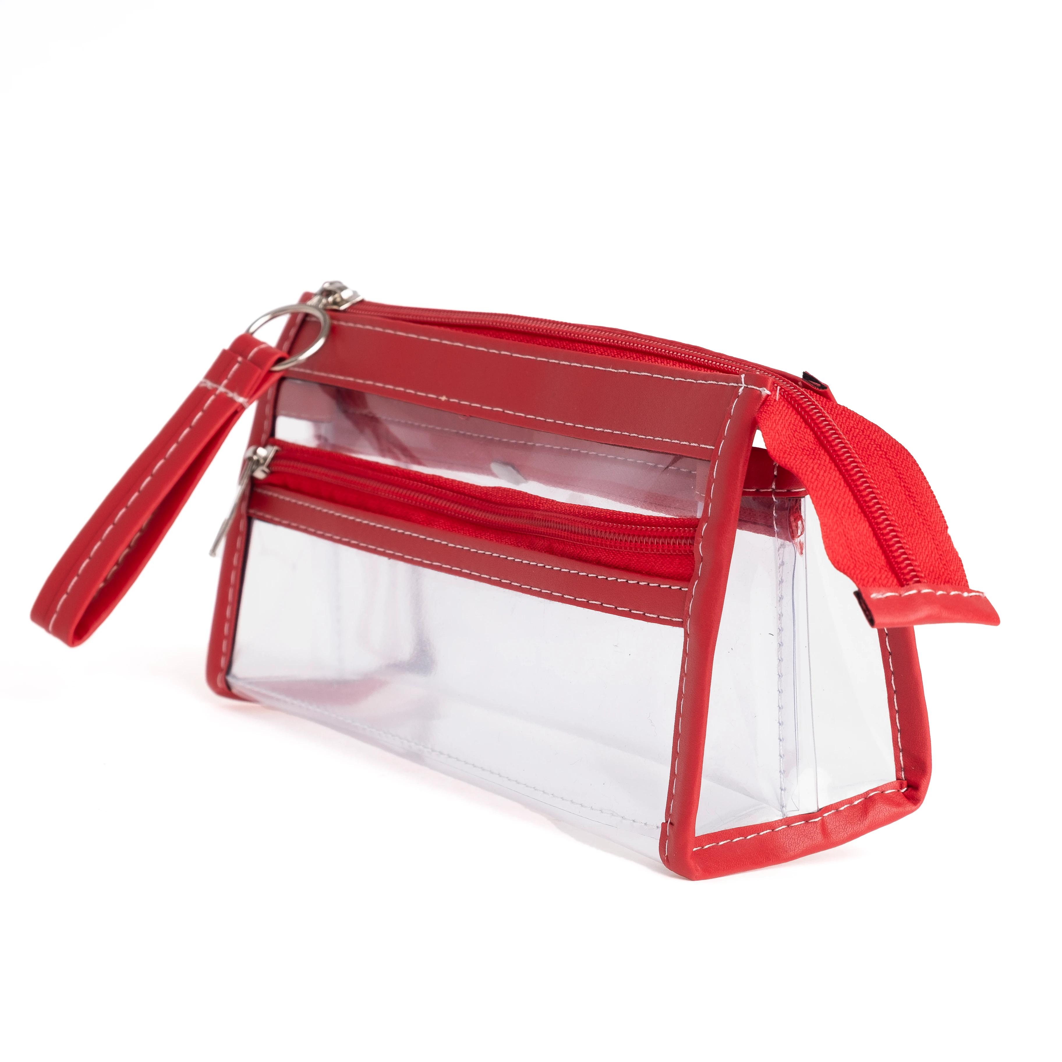 VUKİ - ÜÇGEN 3 CEPLİ DERİ+PVC ÇNT. K. KUTU (KIRMIZ