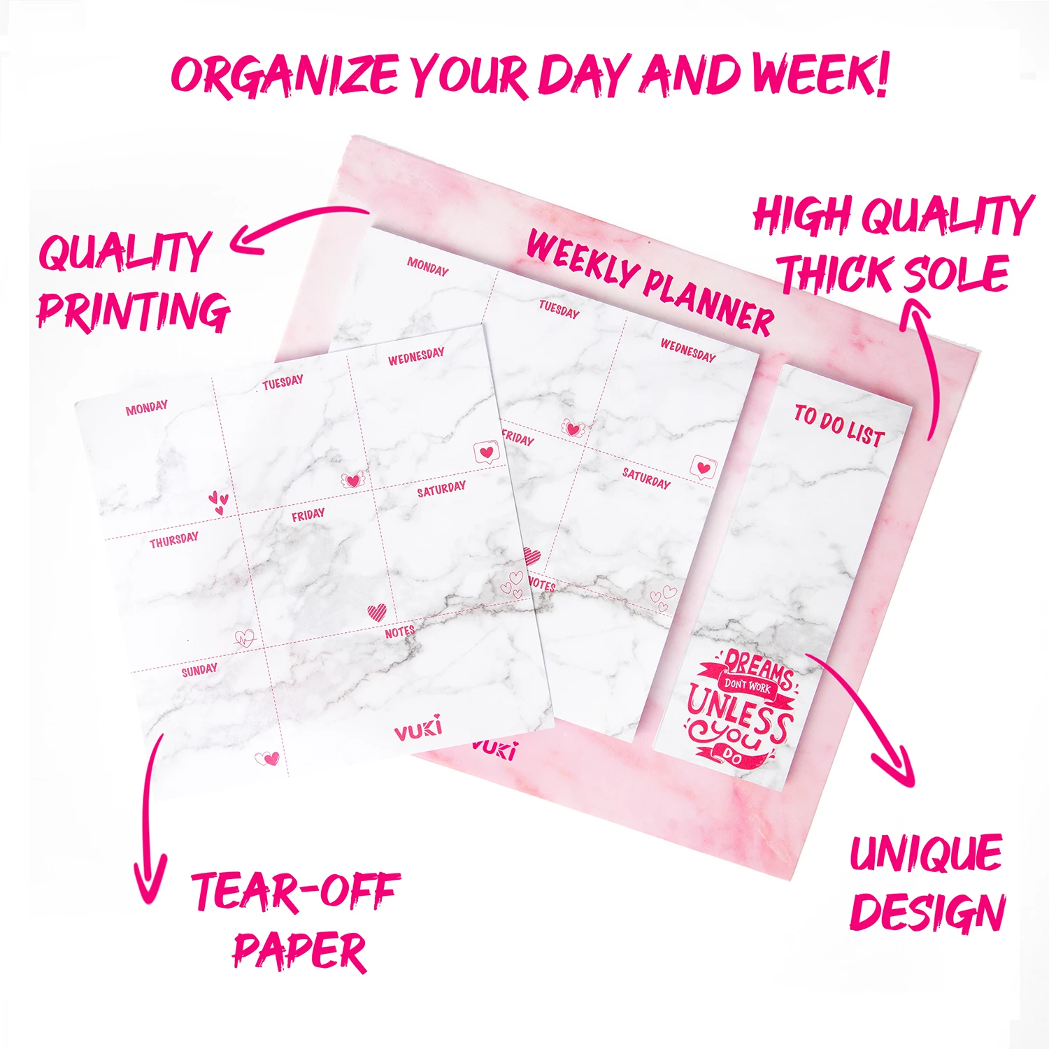 VUKİ - HAFTALIK PLANLAYICI BÜYÜK (PEMBE MER.)-1/S