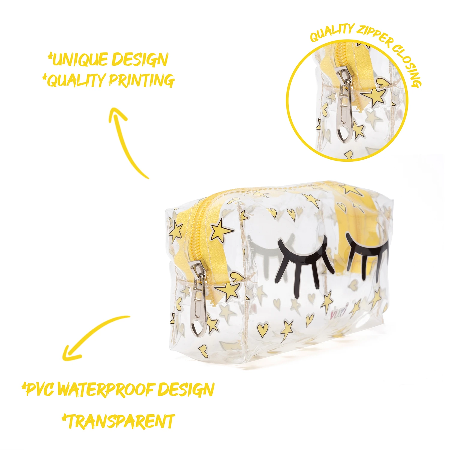 VUKİ - ŞEFFAF FERMUARLI KALEM KUTU (KİRPİK)-1/S