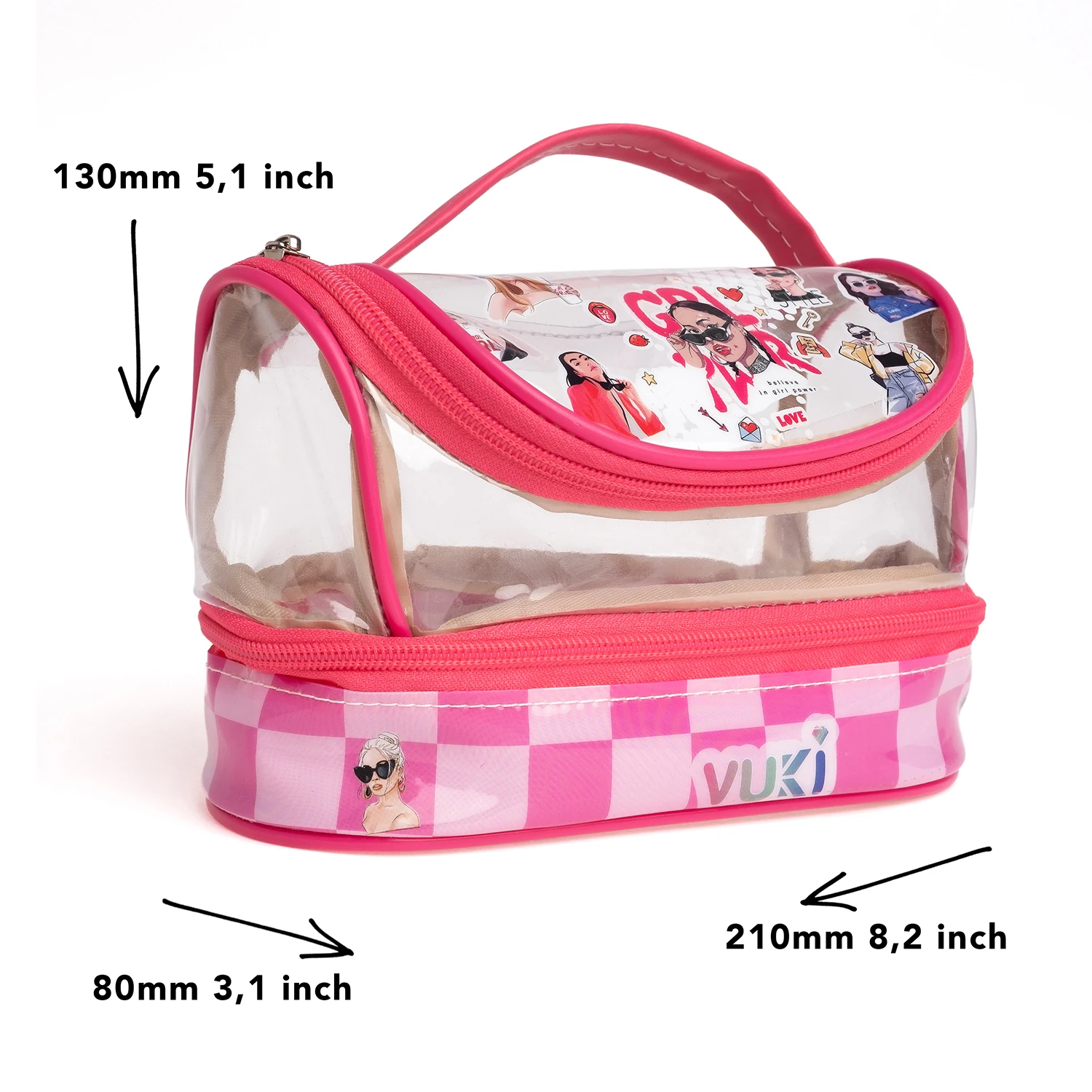 VUKİ - DESENLİ MEGA BOY KALEM ÇANTASI (GIRLPOWER)-